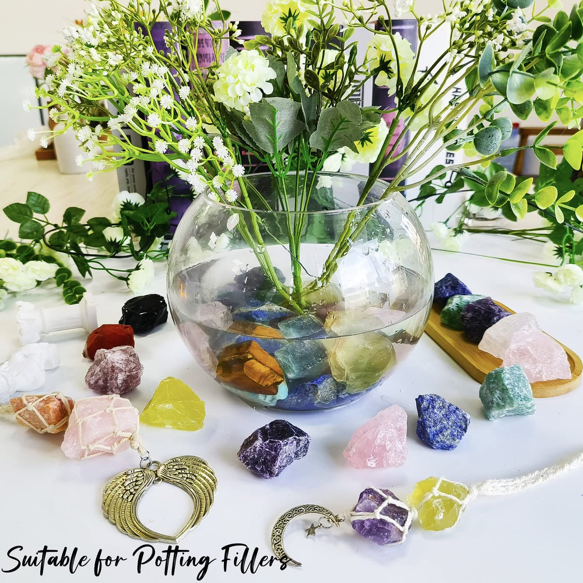ZHIYUXI 2" Citrine Crystal Stone Rocks Crystals Bulk Natural Crystals and Stones Large Crystals Citrine Stone Rocks for Tumbling Witchcraft Wire Wrapping Fountain Raw Cabbing Room Decor 4Pcs