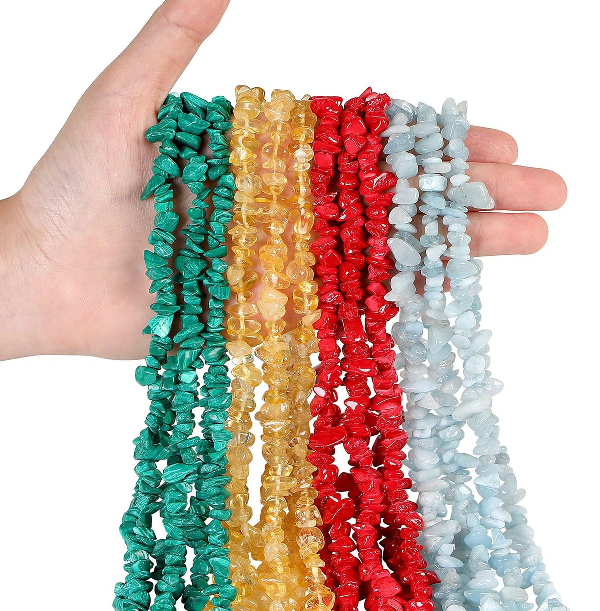 LAIDANLA Aquamarine 400pcs Natural Chip Stone Beads 5-8mm Healing Crystal Irregular Gemstones Drilled DIY Loose Rocks Bead Crystal for Bracelet Earrings Necklace Jewelry Making Crafting