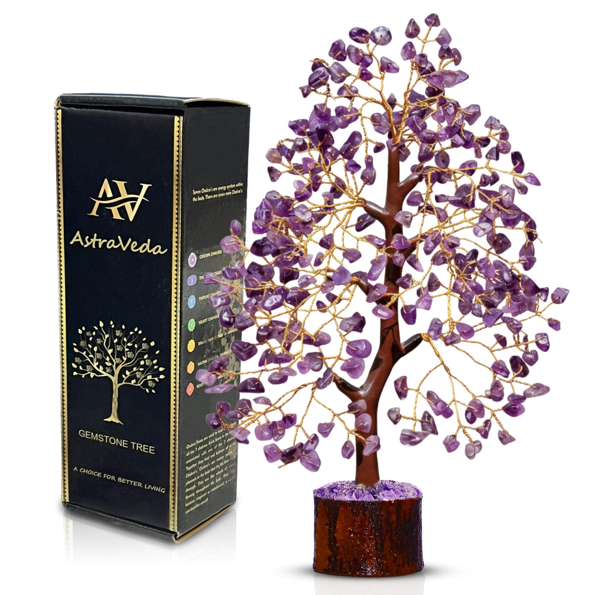AstraVeda Amethyst Crystal Tree, Chakra Tree, Feng Shui, Positive Energy, Meditation Gift, Crystals and Stones, Spiritual Items, 300 Bead