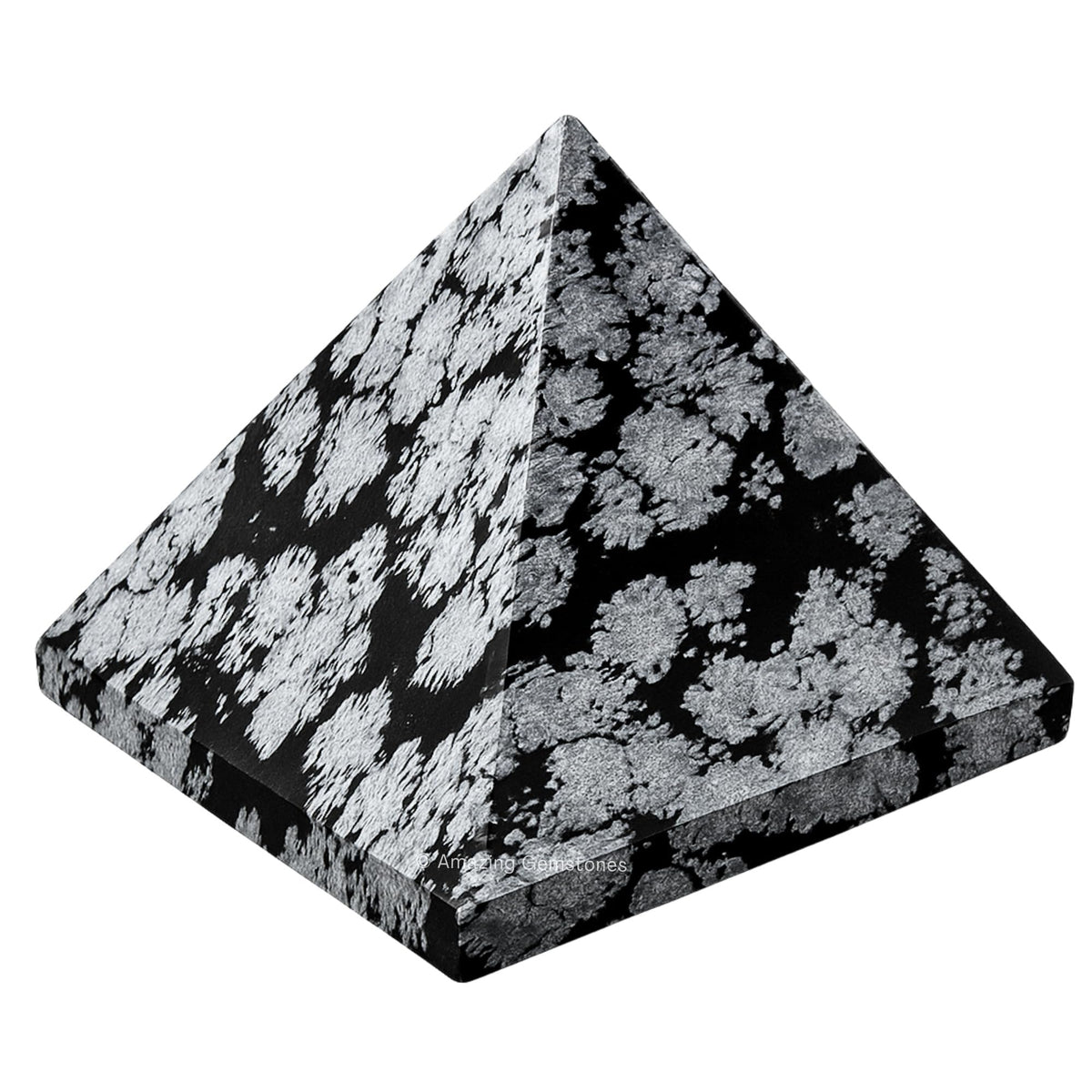 Amazing Gemstone Snowflake Obsidian Pyramid Crystal Healing Stones - 1.5" Great Pyramid Figurine of Natural Stone Pyramid for Meditation, Reiki, Chakra Balancing and Crystal Pyramids Grid