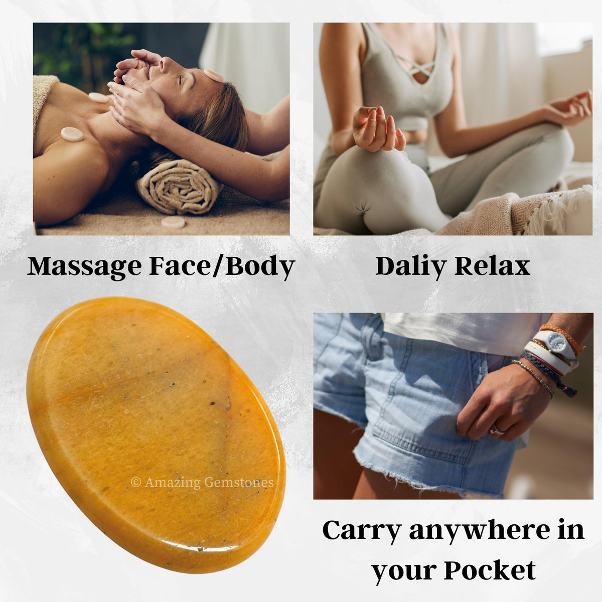 Amazing Gemstone Yellow Jasper Worry Stone Crystals and Healing Stones - Worry Stones for Stress Relief Gifts - Piedra Crystal Fidget for Meditation - Unique Stocking Stuffers and Birthday Gifts