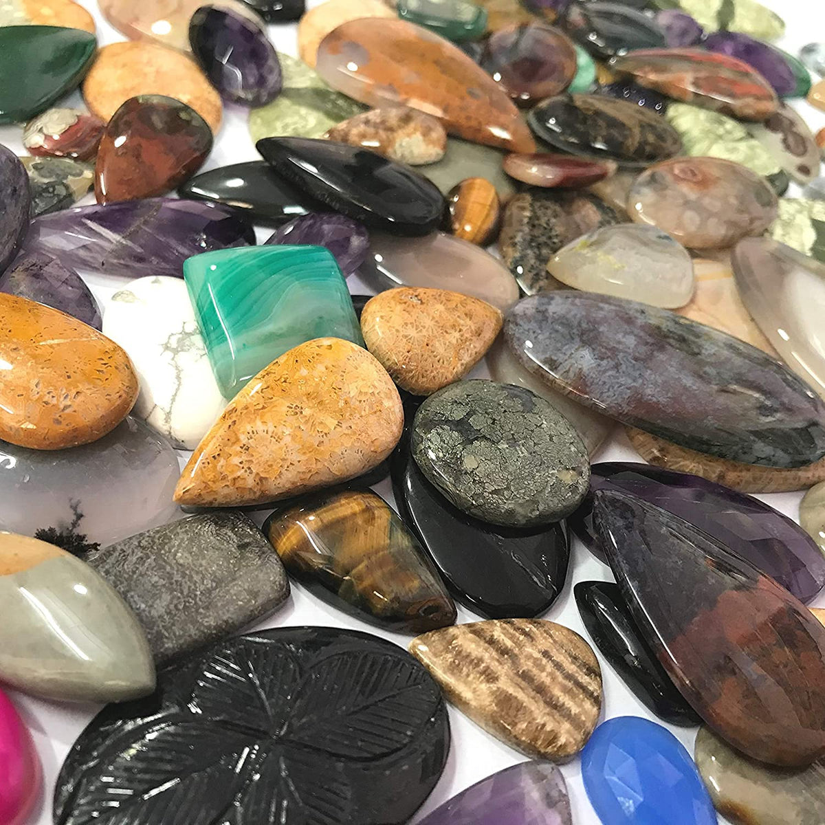 250 carats Natural Mix Semi Precious Gemstones Wholesale Cabochons Lot, Jewelry Making Loose Stones, Decor Specimen, DIY, Wire Wrapping, Healing Crystals, Bulk Gemstone, 6 to 8pcs