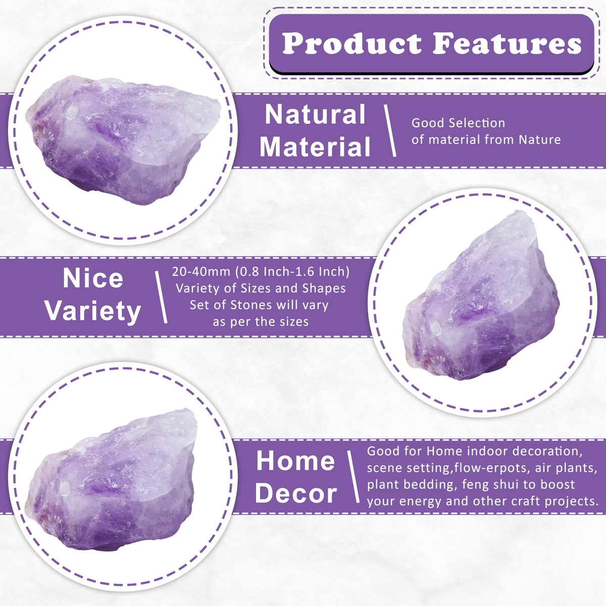 ZAICUS Amethyst Rough Rocks for Tumbling, Raw Stones and Crystals for Jewelry Making, Polishing, Cabbing, Lapidary, Fountain Rocks, Decoration, Wire Wrapping, Gem Mining, Reiki Healing 1 lb