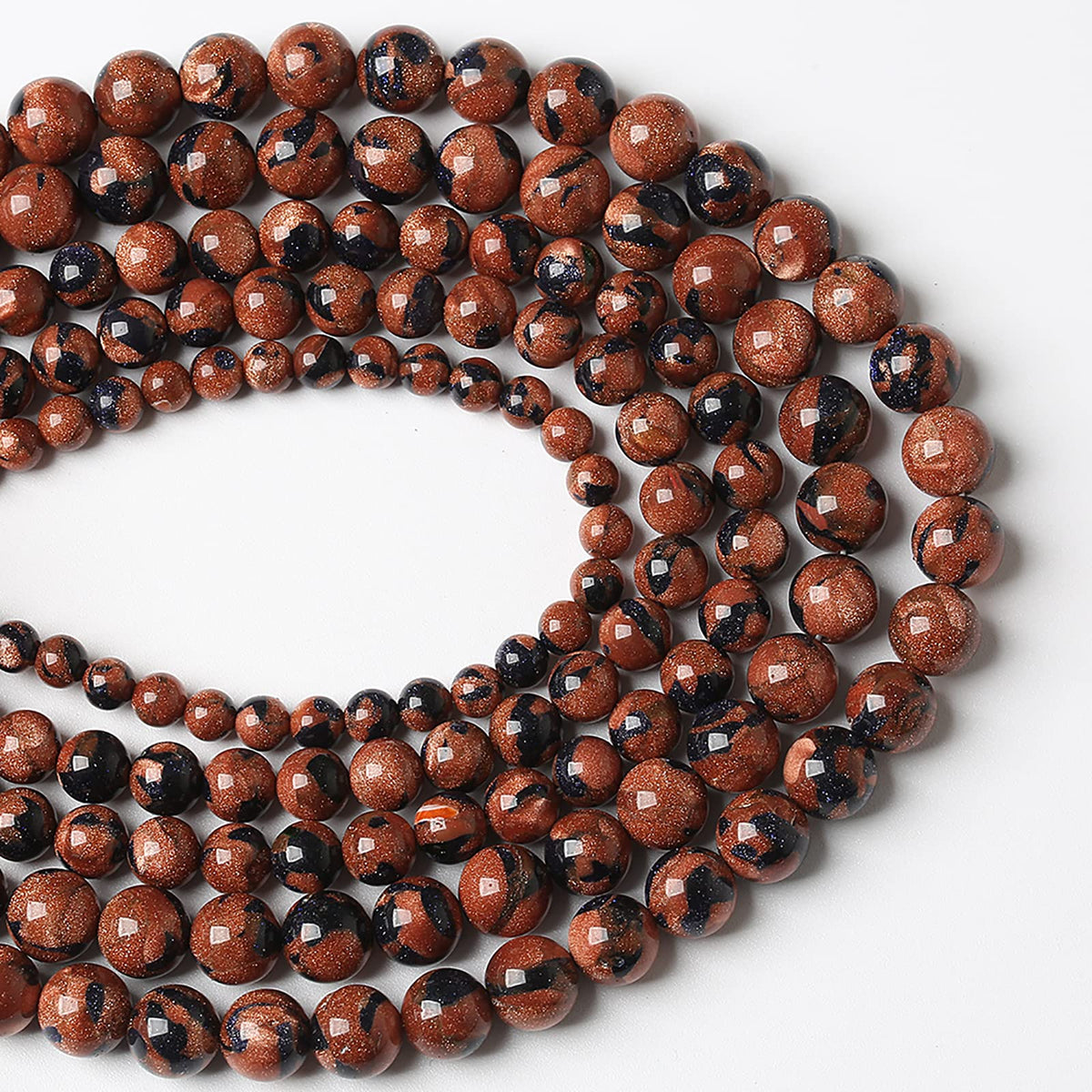 60pcs 6mm Starry Bicolor Sandstone Beads Natural Round Loose Spacer Beads for Jewelry Making DIY Bracelets Crystal Energy Healing Power Stone (6mm, Bicolor Sandstone Beads)