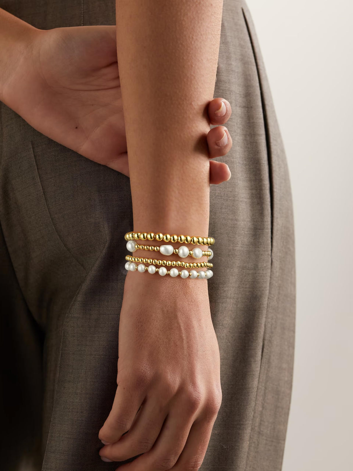 Badu Gold Beaded Bracelets for Women Boho Crystal Multiple Layered Stackable Wrap Bangle Set Paperclip Chain Trendy Jewelry (Gold-4Pcs-Pear)