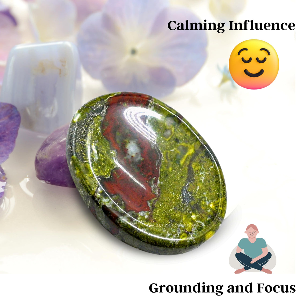 Amazing Gemstone Dragon Bloodstone Worry Stone Crystals and Healing Stones - Worry Stones for Stress Relief Gifts - Piedra Crystal Fidget for Meditation - Unique Stocking Stuffers and Birthday Gifts