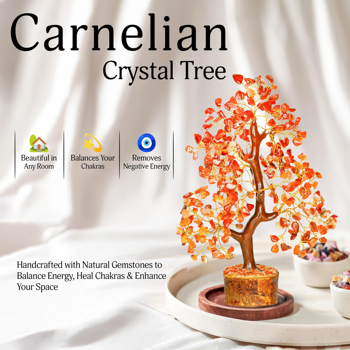 Carnelian Crystal Tree - Home Decor - Bonsai Tree - Tree of Life Decor - Spiritual Decor - Crystal Decor - Good Luck Gifts - Meditation Accessories - Money Tree - Desk Decor - Good Luck Charms
