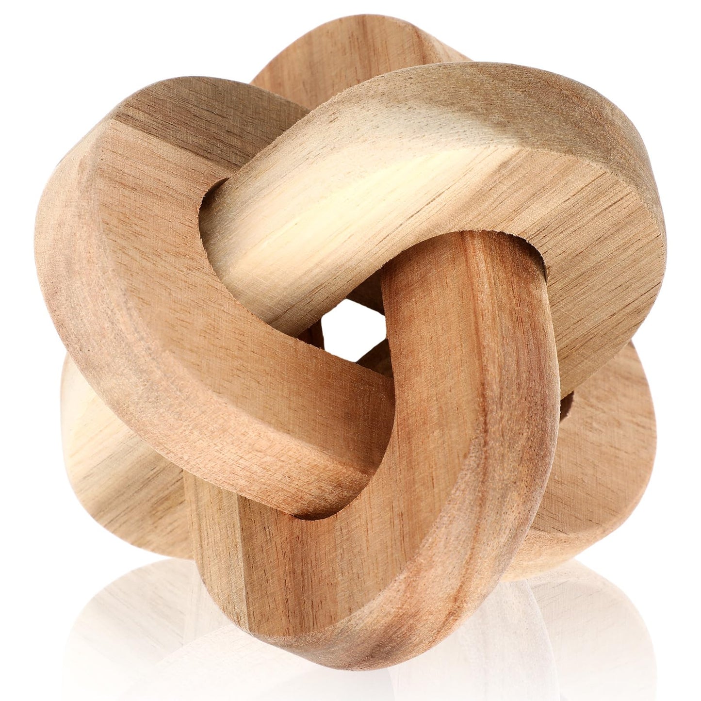 Yalikop 3 Link Wood Knot Decor - Hand Carved Coffee Table Decoration, Boho Chain Link Decor, Modern Shelf, Rustic Objects for Home Living Room Bedroom(Classic,Wooden)