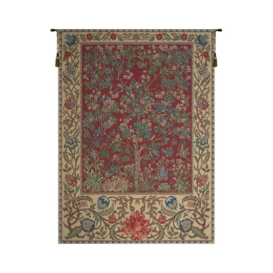 C Charlotte Home Furnishings Inc Tree Of Life Red Belgian Medium Tapestry Wall Hanging | Viscose Cotton and Polyester Blend Wall Art | 26 in. x 40 in. | Home Decor Accents | By William Morris