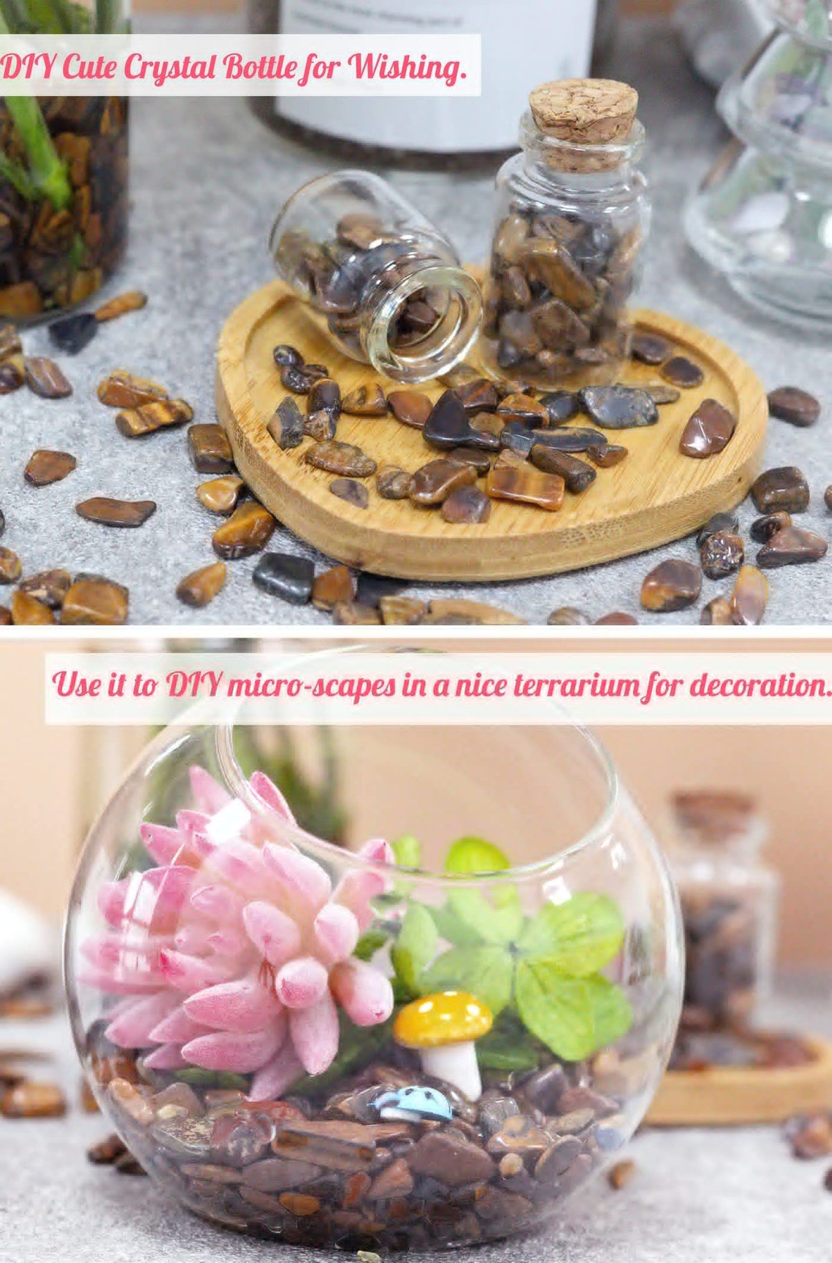 Tiger Eyes Aquarium Gravel Rocks Natural Tumbled Healing Crystal Chips Bulk Gemstones Tumbled Crushed Stones for Fountain Vase Filler Planters Decorative Fish Tank Potted Reiki Energy Balancing 0.44lb
