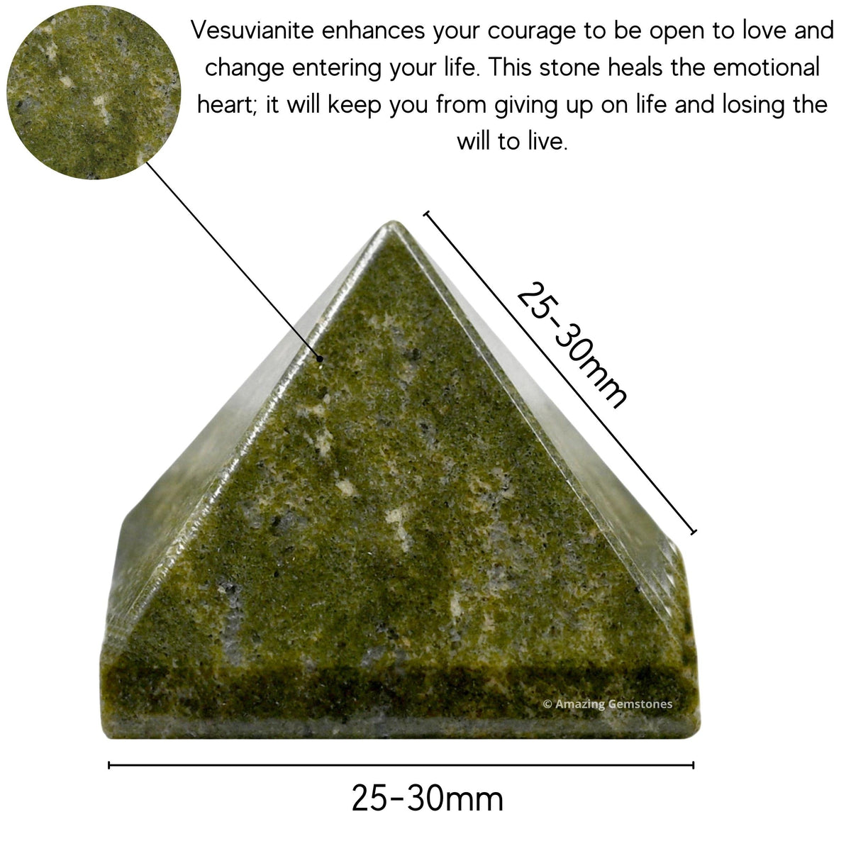 Amazing Gemstone Vesuvianite Pyramid Crystal Healing Stones - 1" Great Pyramid Figurine of Natural Stone Pyramid for Meditation, Reiki, Chakra Balancing and Crystal Pyramids Grid