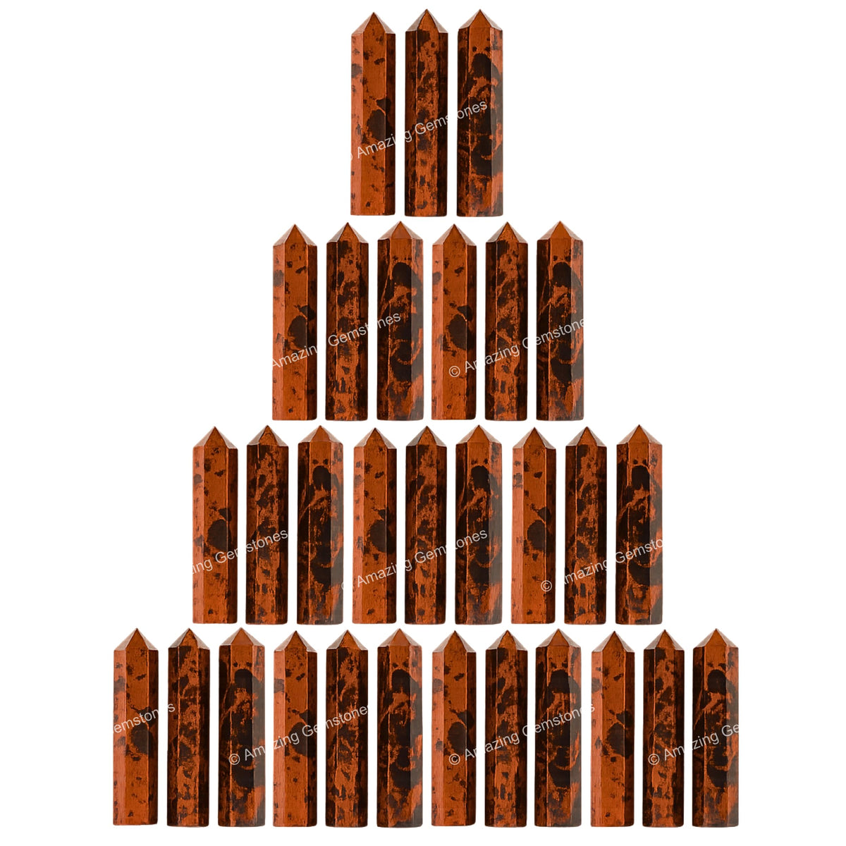 Amazing Gemstone Mahogany Obsidian Crystal Points Bulk Healing Crystals and Stones - Pack of 3 Single Terminated Healing Wand Point Bulk Crystals for Crafts, Crystal Grid, DIY Work - Premium Crystals