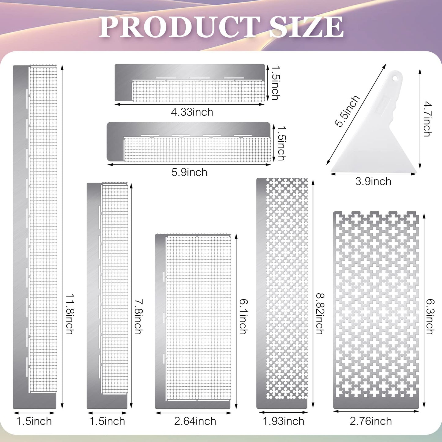 Kosiz 14 Pcs Stainless Steel Diamond Painting Ruler Diamond Mesh Rulers 5d Drawing 216 400 520 599 699 800 1020 Blank Grid Mini Gem Art Kit Adjustment Fix Tool for DIY Art Painting Kits