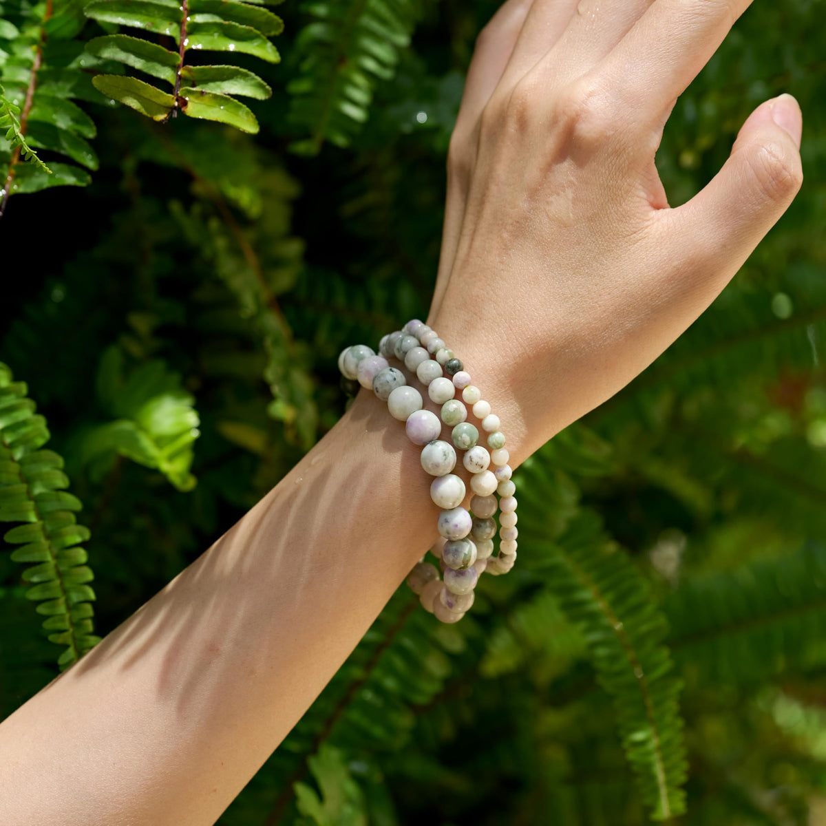 Bivei Peace Jade-Calm Harmony-6mm Beaded Bracelets for Women Handmade Semi Precious Natural Stone Stretch Elastic Jewelry for Women Yoga Protection Gifts