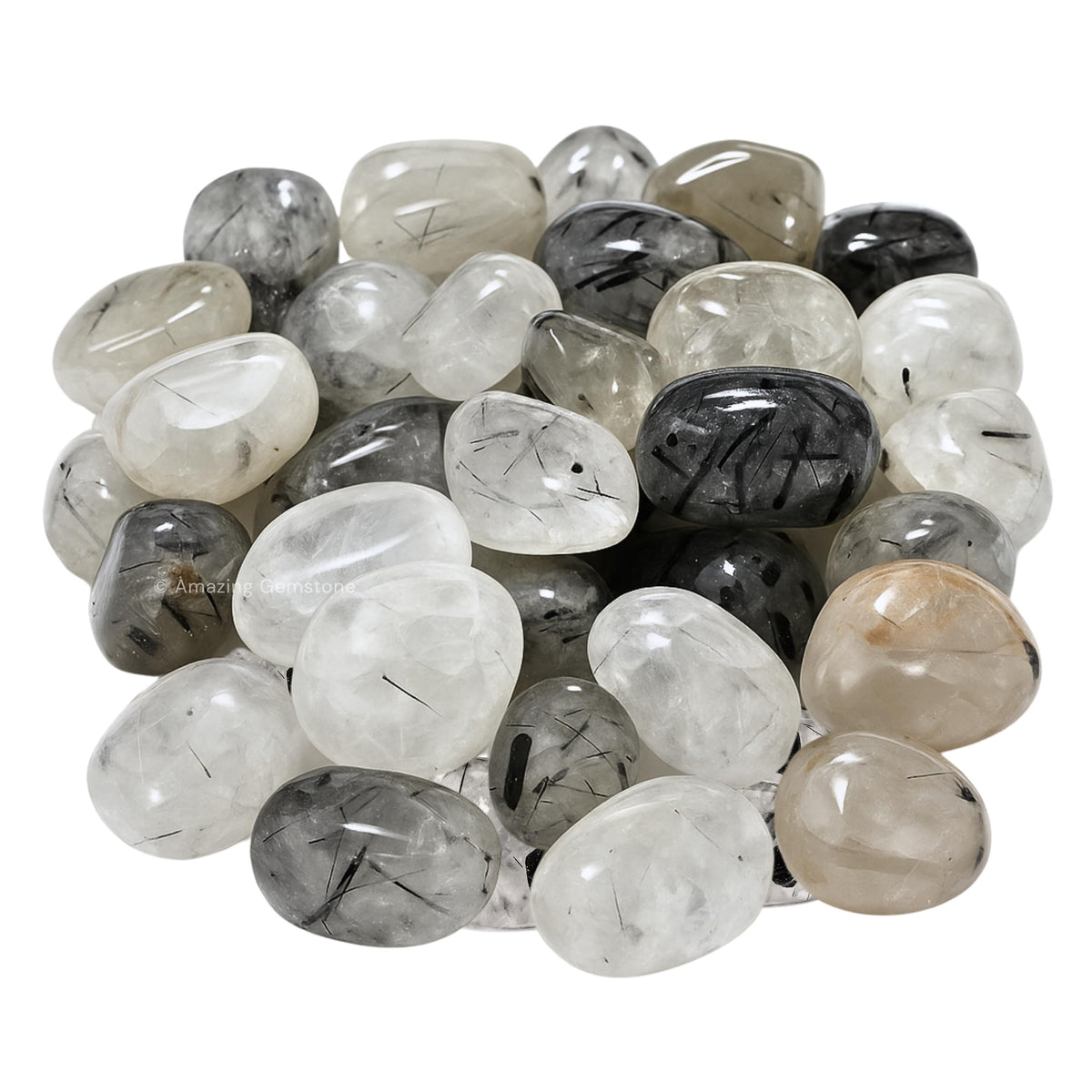 Amazing Gemstone Black Rutilated Quartz Crystals & Healing Stones Tumbled - 1 oz Black Rutilated Quartz Stone, Healing Stones for Energy Balance, Premium Polished Gems Rocks for Meditation & Wellness