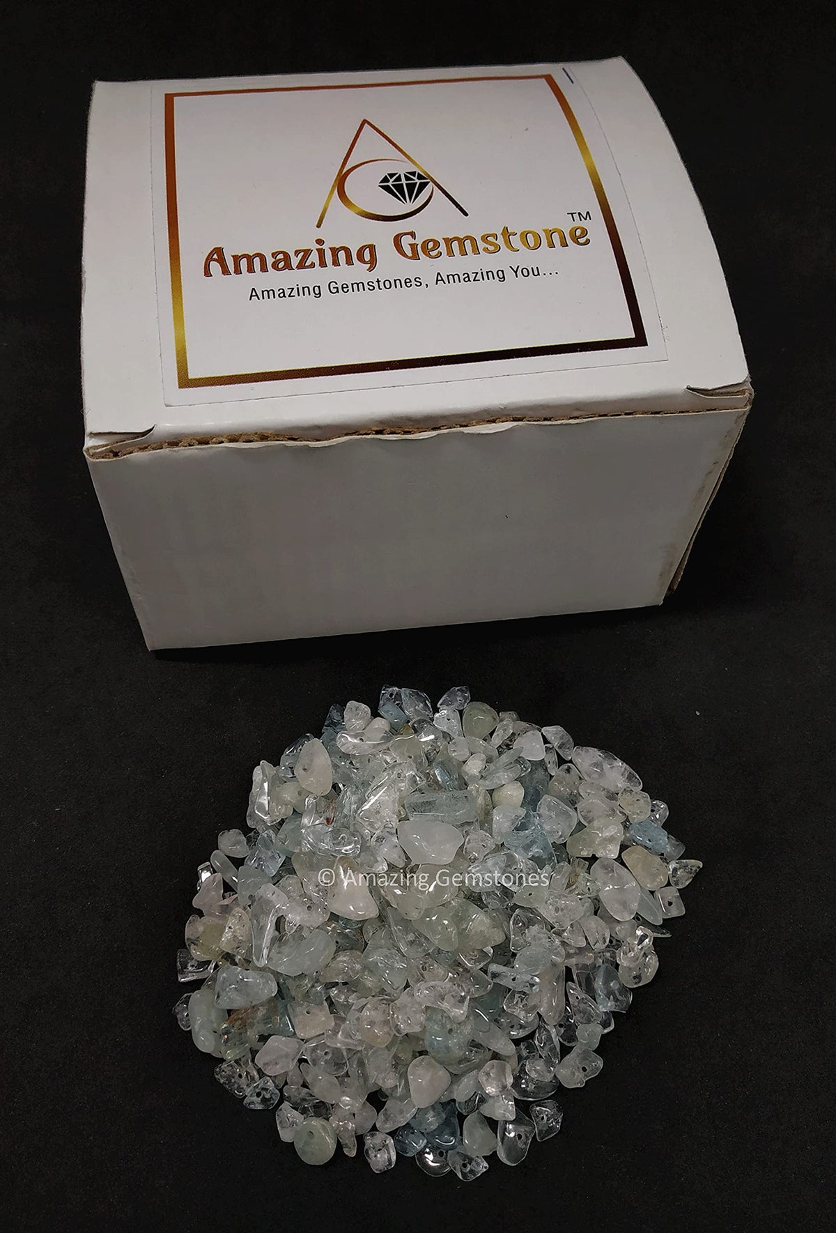 Crushed Aquamarine Pre Drilled Crystal Chips Beads for Bracelets Making, DIY Handmade Natural Healing Crystals (25 Inch Strand)