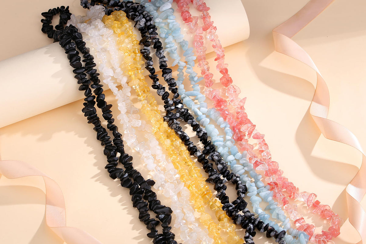 ZHIYUXI 400pcs Alabaster Beads 5-8mm Crystals Gemstones for Bracelet Making 2 Strands Irregular Stone Loose Rocks Bead for Jewelry Making Hole Drilled Natural Chips DIY Necklace Craft Gifts