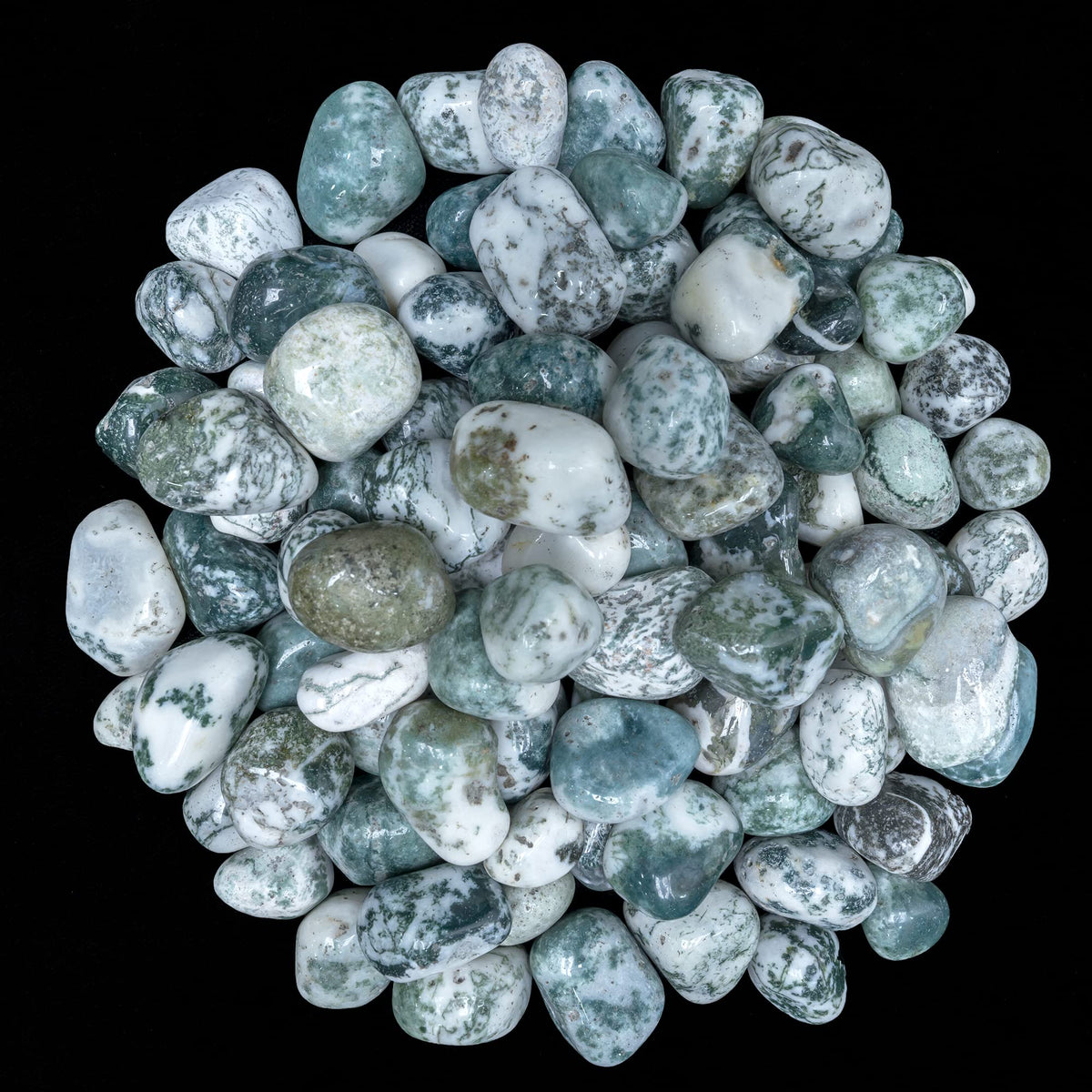 Crocon 1lb Tree Agate Tumble Stones Stones Set Pocket Crystal Healing Gemstones Balancing Tumble Collection Palm Stone Meditation Good Luck Charm Gift Craft Home Decor Size: 20-25 mm 1 LB