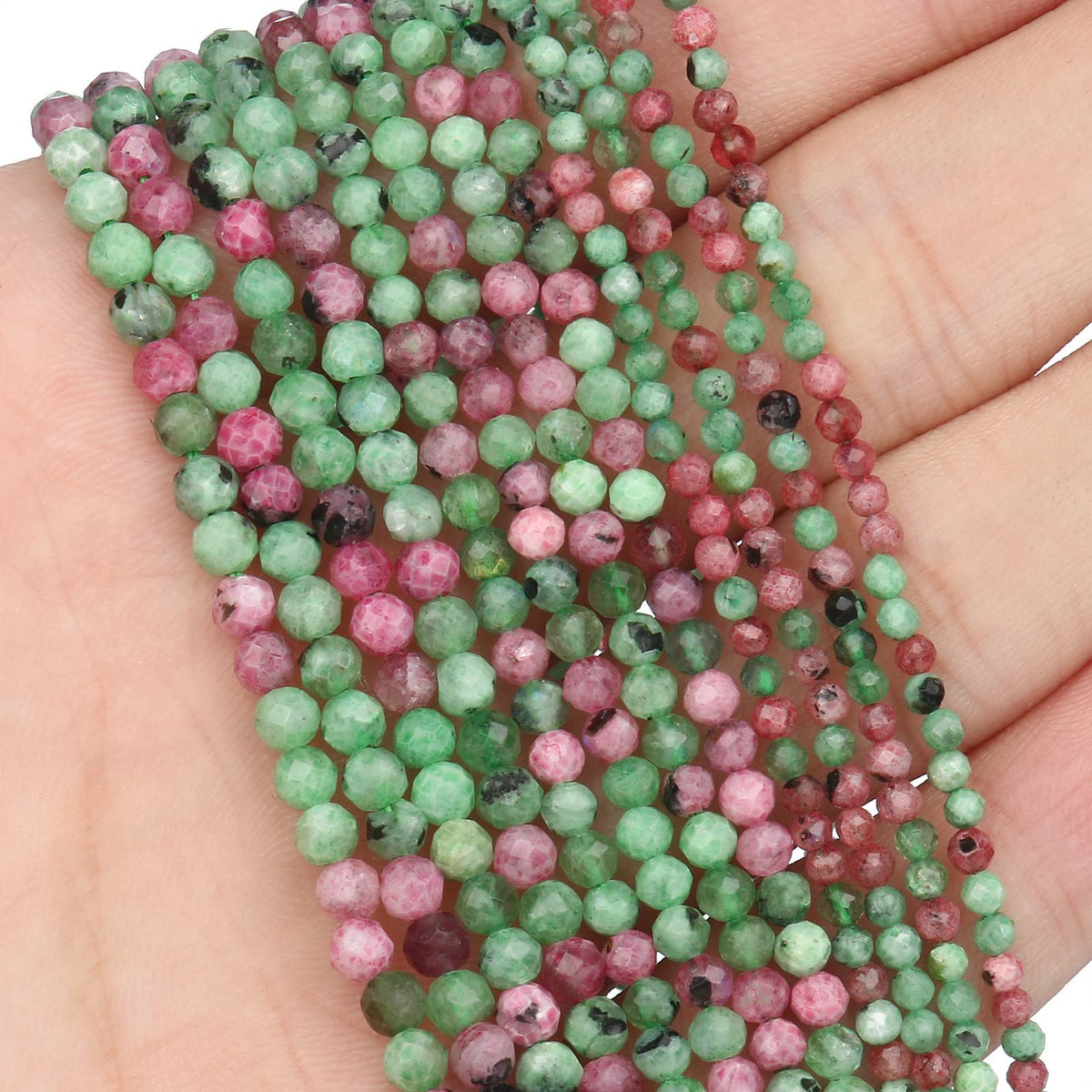 Song Xi 90pcs 4mm Natural Ruzy Zoite Gemstone Beads Faceted Round Loose Stone Beads for Jewelry Making