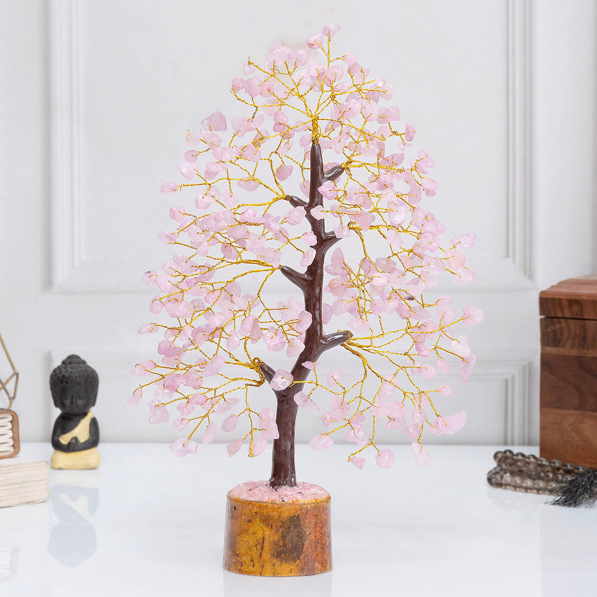 Crocon® Rose Quartz Crystal Tree Room Decor & Cute Pink Home Decor Healing Crystals Chakra Tree of Life Birthday Gifts for Women Mom Her Sister House Warming Gifts Spiritual Presents Womens Gift