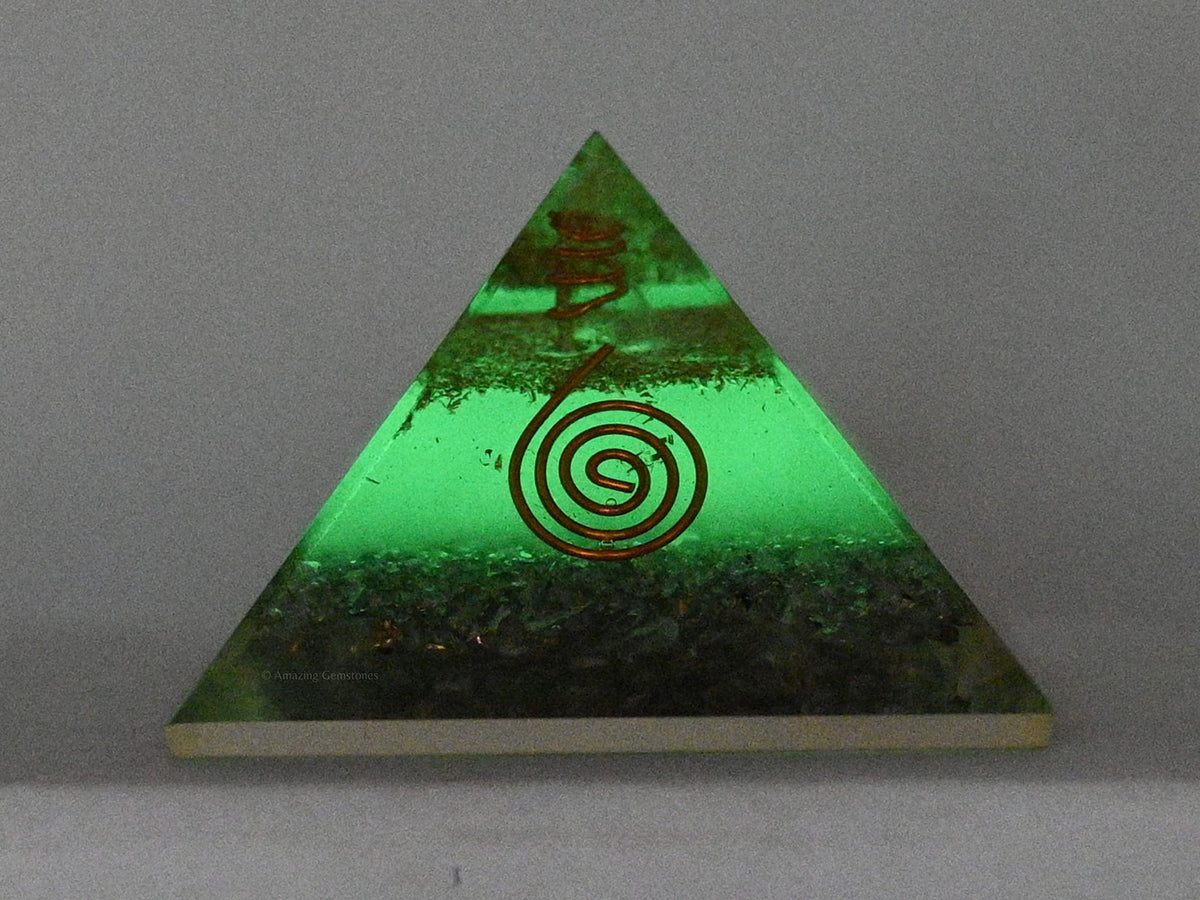 Amazing Gemstone Large Orgone Pyramid | Glow in Dark Iolite Pyramid Crystal | Orgonite Pyramid | Organ Pyramids Positive Energy Healing