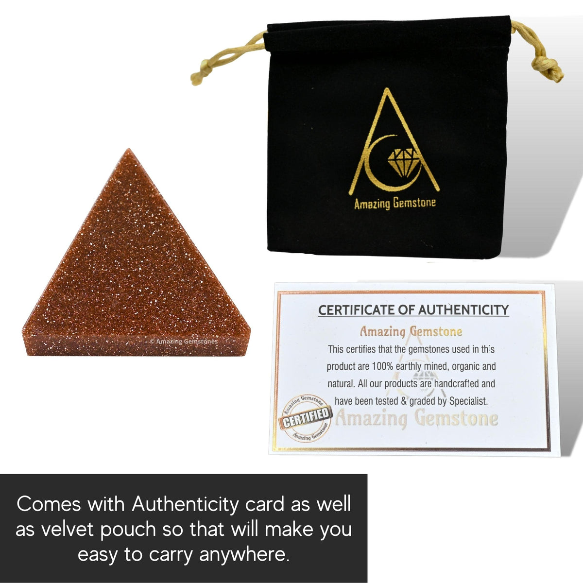 Amazing Gemstone Red Goldstone Pyramid Crystal Healing Stones - 1" Great Pyramid Figurine of Natural Stone Pyramid for Meditation, Reiki, Chakra Balancing and Crystal Pyramids Grid