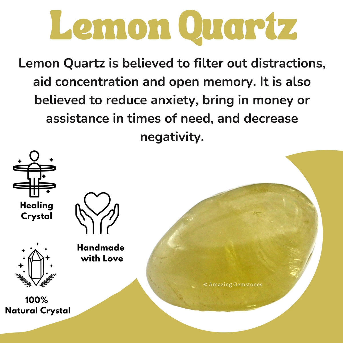 Amazing Gemstone Lemon Quartz Crystals&Healing Stones Tumbled - 1 oz Lemon Quartz Stone, Natural Healing Stones for Energy Balance, Stress Relief - Premium Polished Gems Rocks for Meditation&Wellness