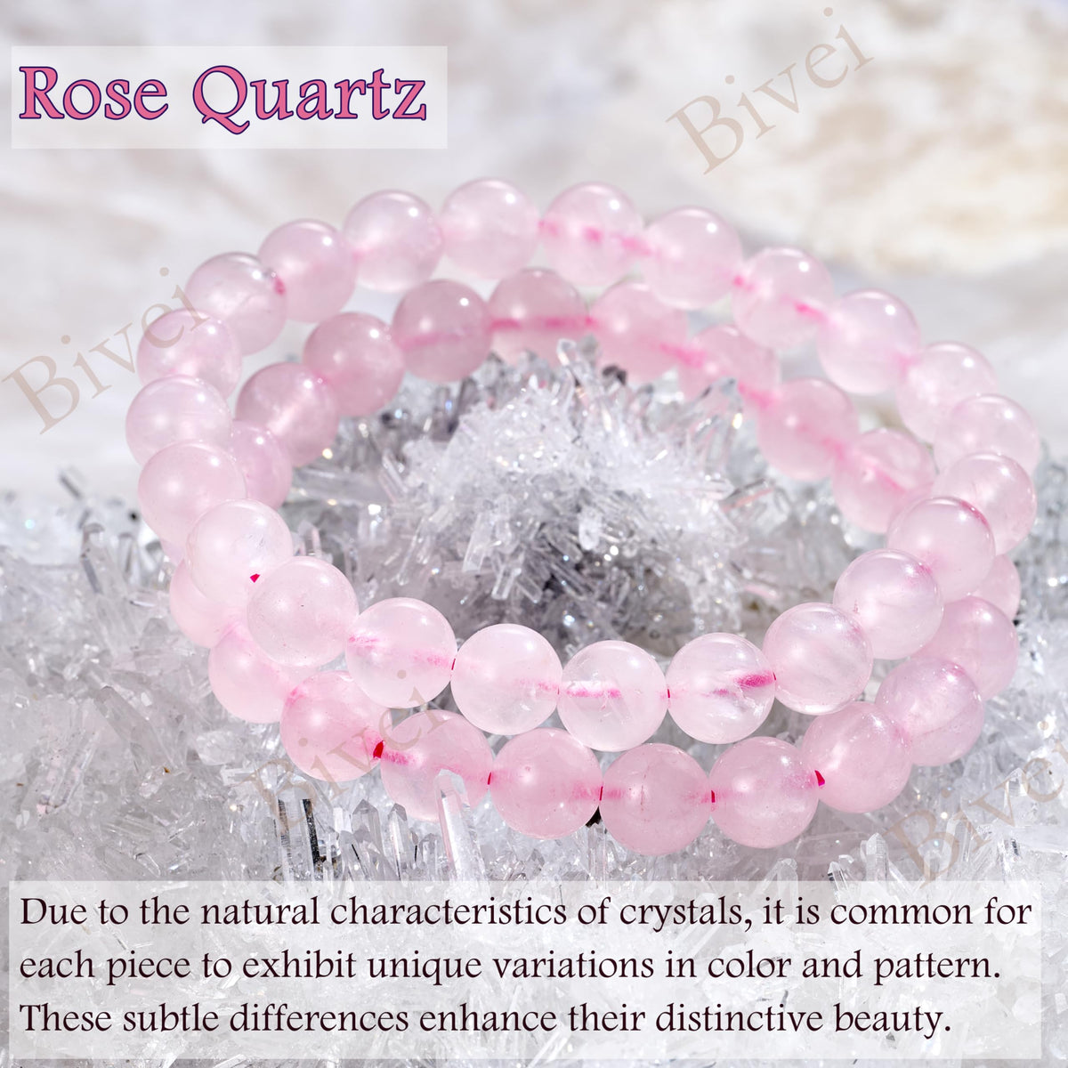 Rose Quartz - Self-Love - 8mm Beaded Bracelets for Women Handmade Semi Precious Natural Stone Stretch Elastic Jewelry Yoga Protection Gifts