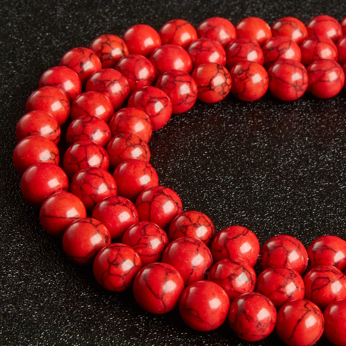35pcs 10mm Natural Red Turquoise Beads Gemstone Beads Round Loose Beads for Jewelry Making