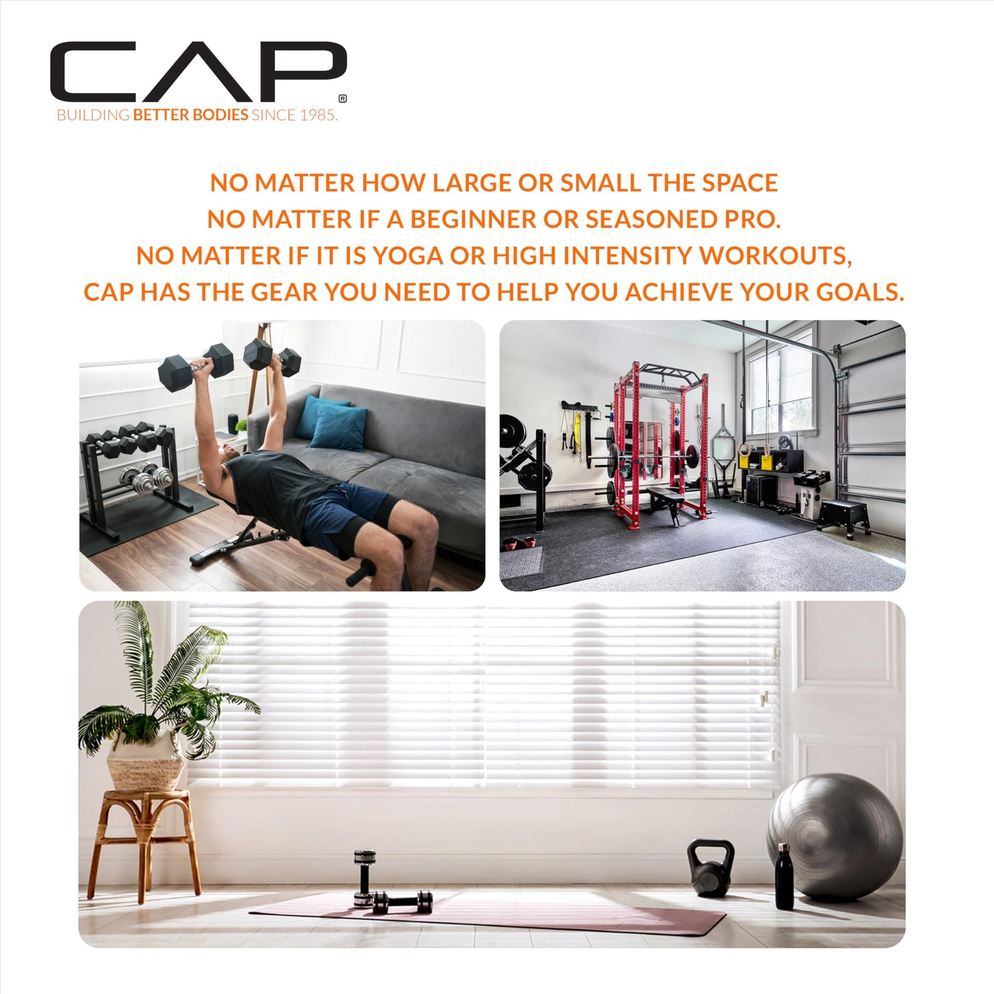 CAP 210 lb Rubber Coated 12-Sided Dumbbell Set with Vertical Rack, Space-Saving Storage for Home Gym Strength Training, Black Handle, Black Rack