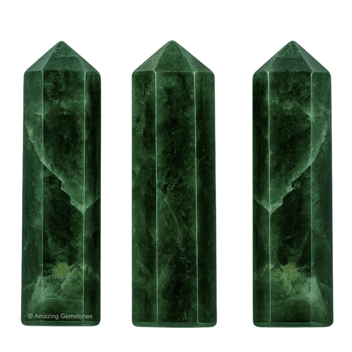 Amazing Gemstone Chrome Diopside Crystal Points Bulk Healing Crystals - Pack of 3 Single Terminated Healing Wand Point Bulk Crystals for Crafts, Crystal Grid, DIY Work - - Beginners Gift