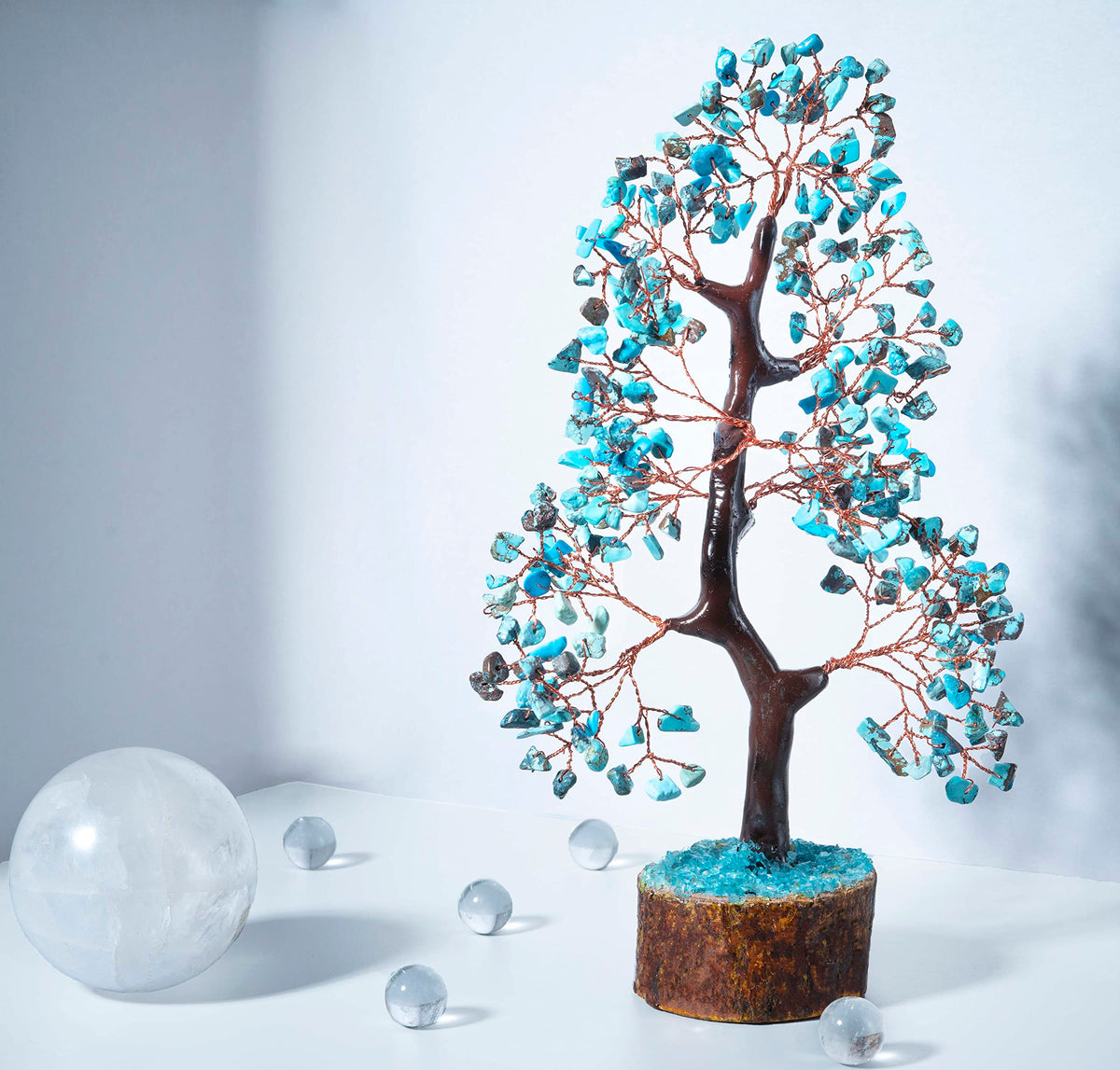 Crocon® Turquoise Crystal Tree of Life for Unique Gifts for Mom, Dad, Home and Office Decor, Handmade Gemstone Healing Crystals Tree for Positivity, Money & Good Luck, Birthday Gifts for Women, Men