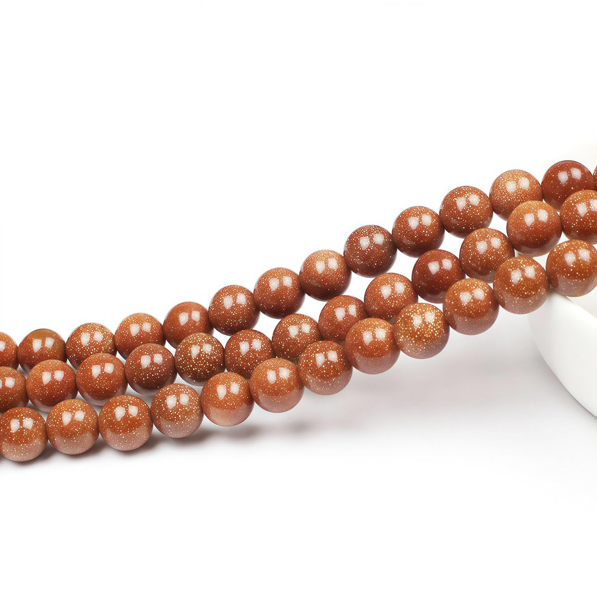 MJDCB AAA Natural Gold Sand Gemstone Loose Round Beads Spacer Beads for Jewelry Making (6mm)