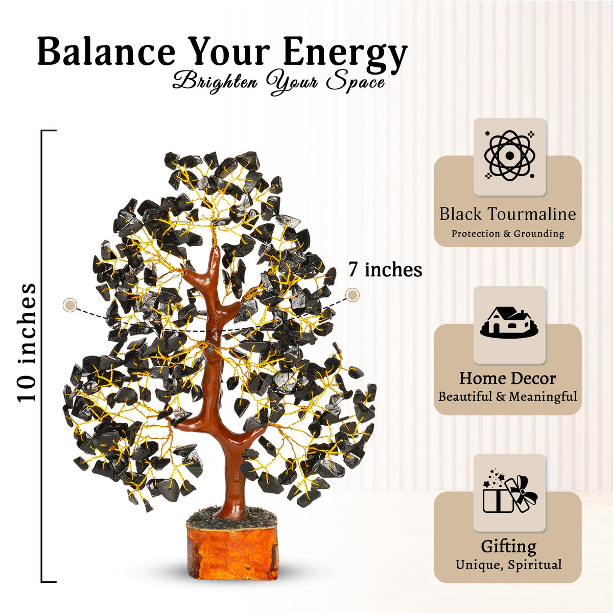 YATSKIA Black Tourmaline Crystal Tree of Life - Money Tree - Birthday Gifts for Women - Chakra Crystals and Stones - Positive Energy Gifts