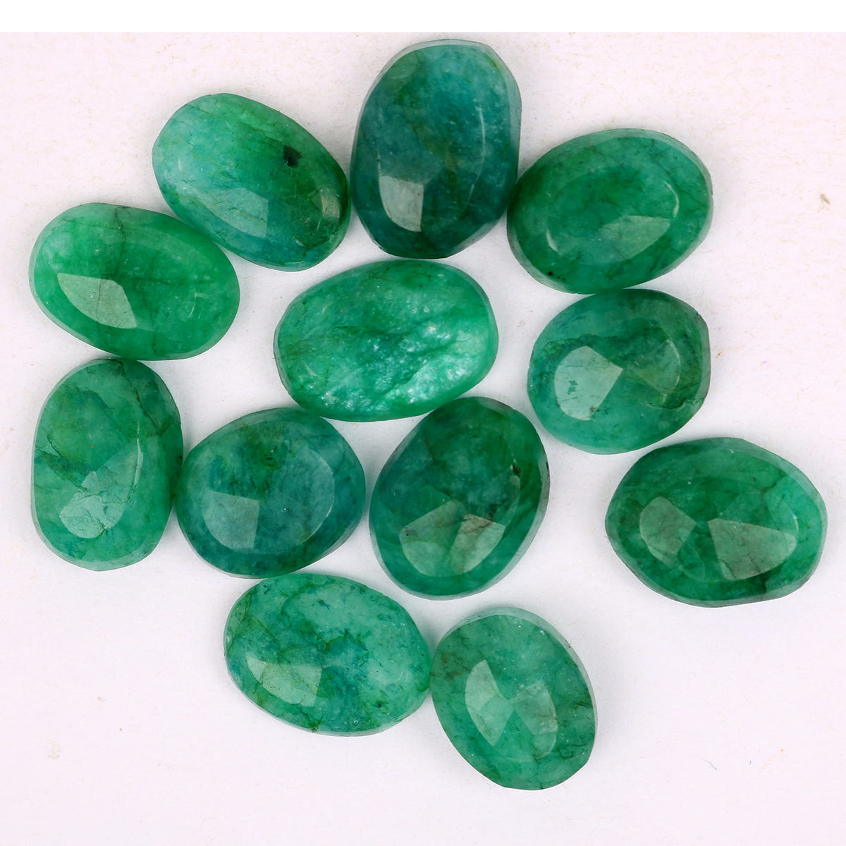 REAL-GEMS Natural Emerald 60.00 Ct./12 Pcs Brilliant Oval Cut Faceted Emerald Loose Gemstone For Jewelry Making