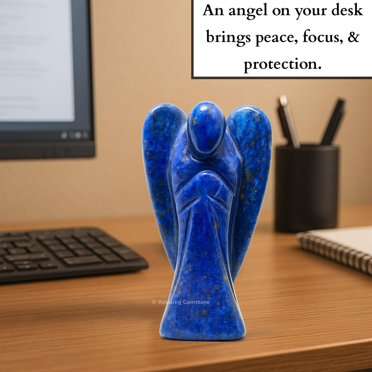 Amazing Gemstone Lapis Lazuli Angel - Lapis Lazuli Crystal Angel and Pocket Guardian Angel Crystal Figurines (1.5 inches)