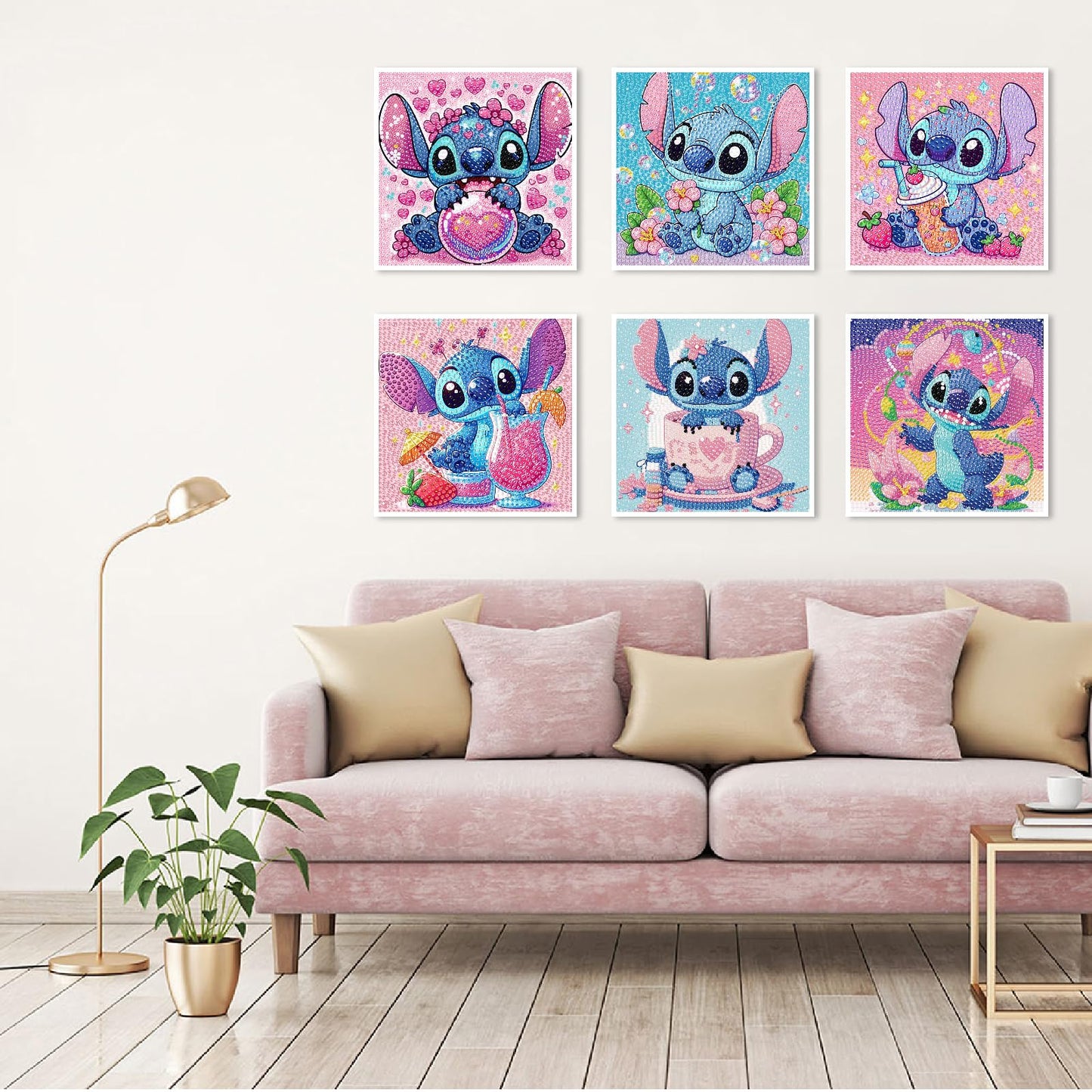 nekpiahu 6 Pack 5D Diamond Art Painting Kits for Kids Beginners, Full Drill Cute Cartoon Diamond Art Kits, DIY Big Gem Art for Children Ages 6-7-8-9-12, Home Wall Decor 6x6 Inch