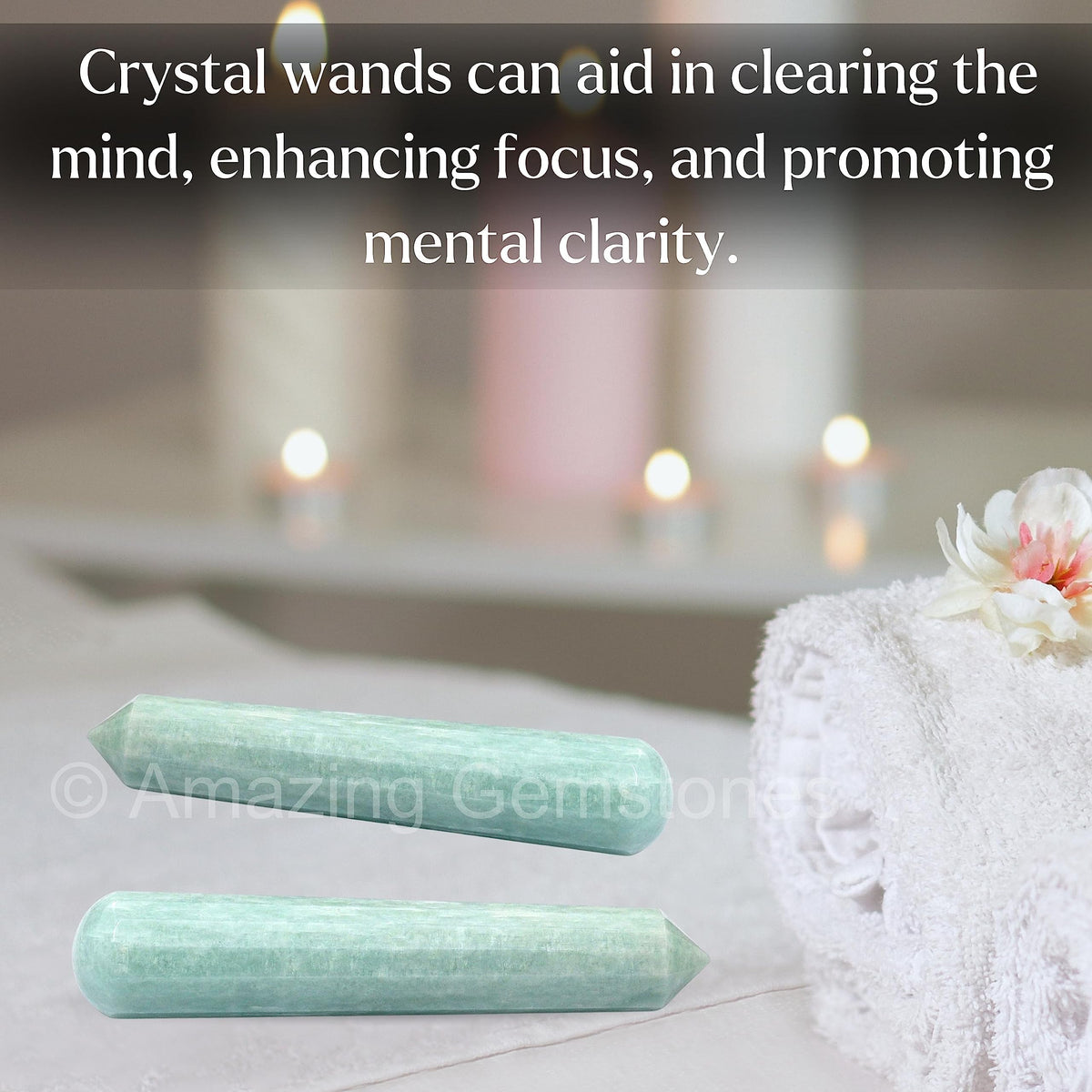 Amazing Gemstone Amazonite Crystal Wand Massage Stick - Pelvic Wand Gua Sha for Adults - Crystals and Healing Stones Massage Wands for Adults Gifts (Pointed)