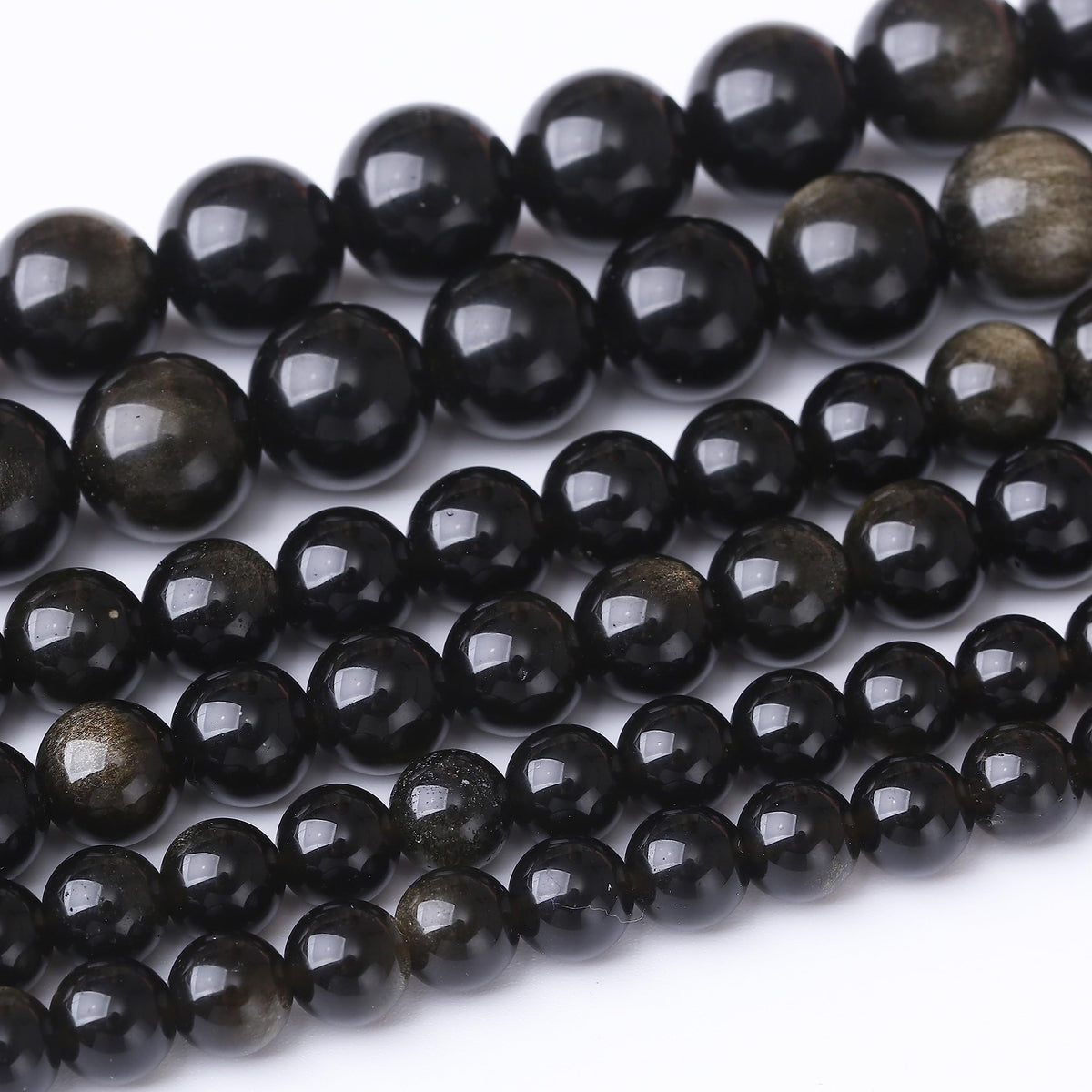 32PCS 12MM Natural Black Golden Obsidian Stone Beads Energy Healing Beads for DIY Jewelry Bracelet Necklace Making for Jewelry Making15Inch