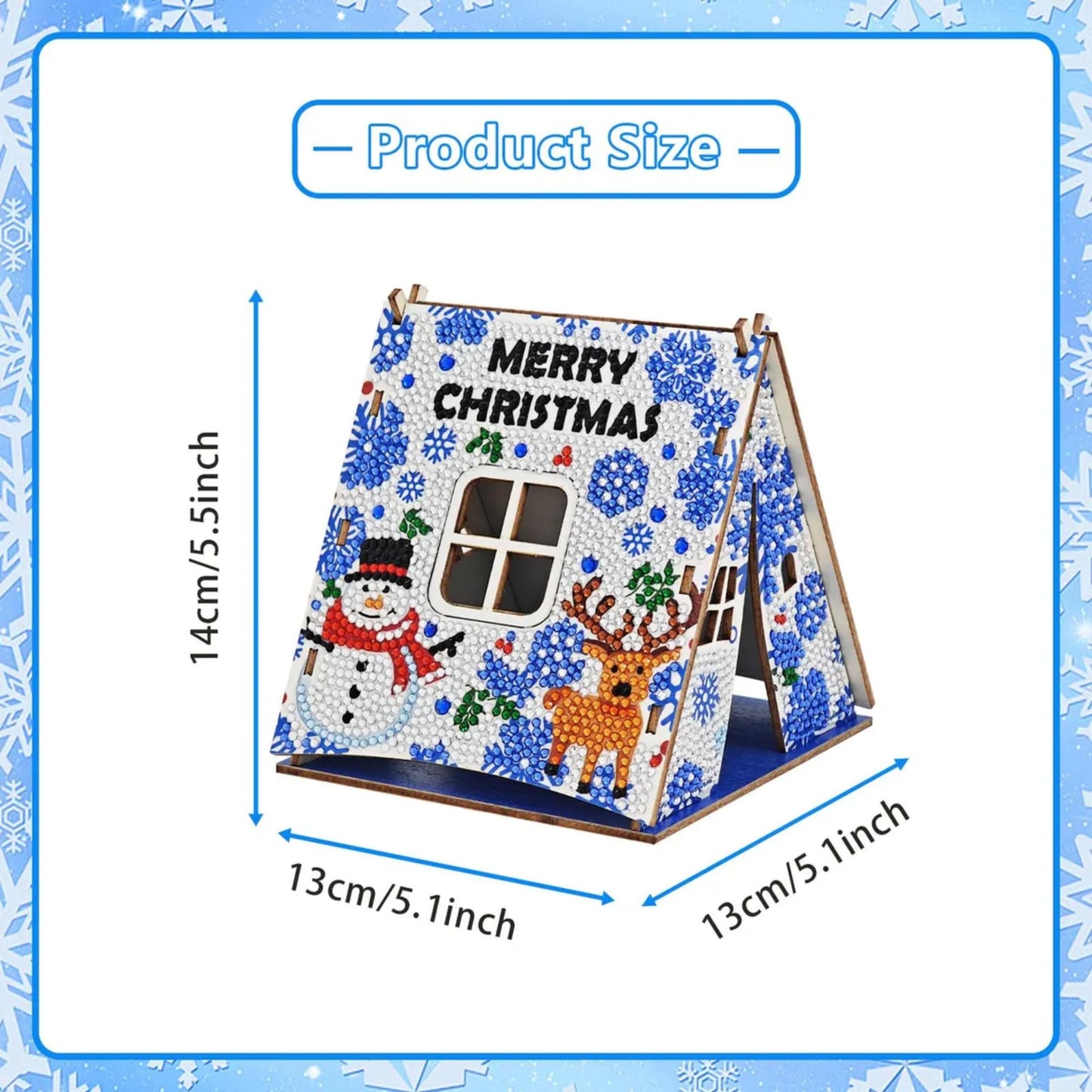 Party Ready 3D Diamond Painting Tent Craft Kit with LED Lights – Full Drill Crystal Mosaic Wood Puzzle, DIY Holiday Decorative Art for Home Display (Christmas Tent)