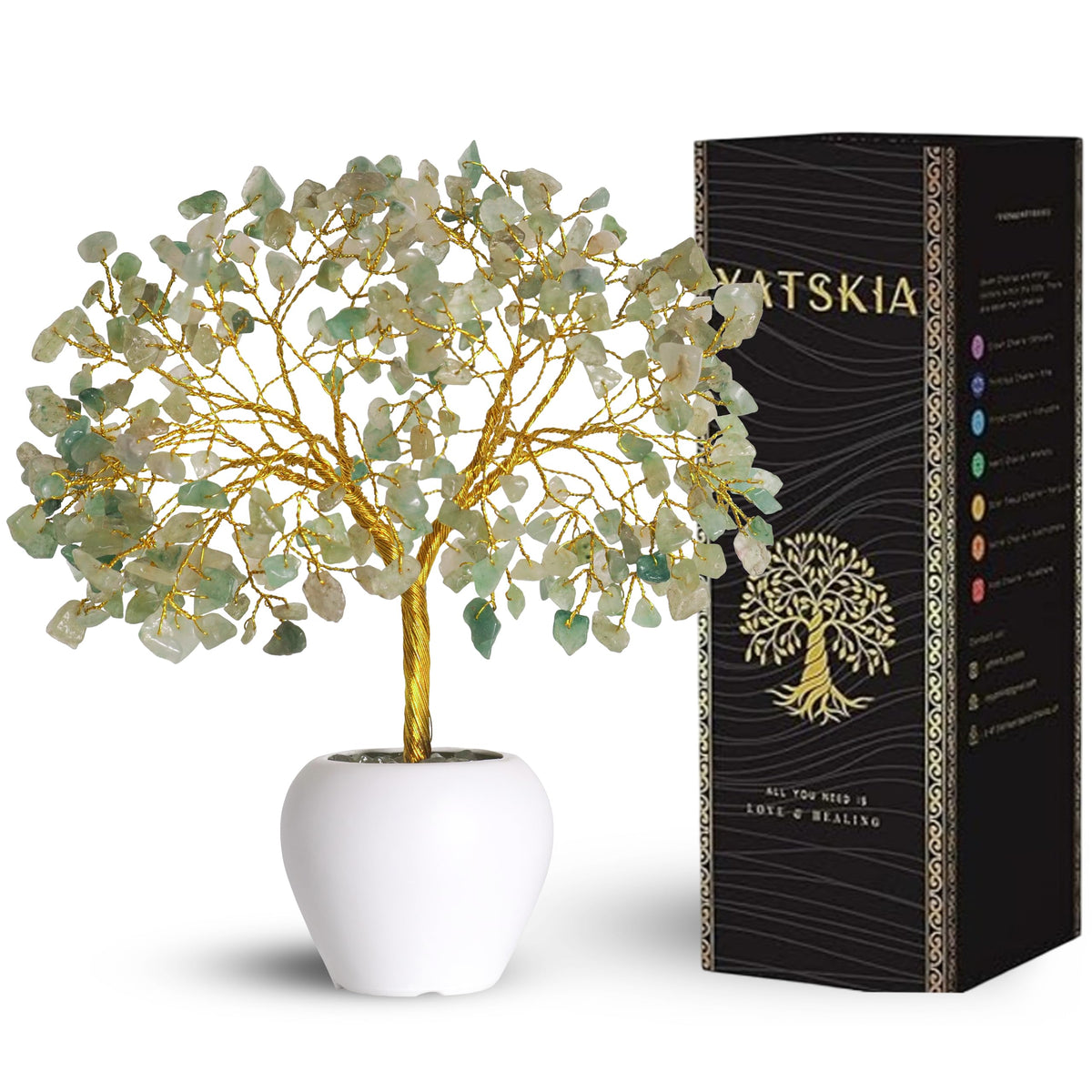 Yatskia Green Aventurine Crystal Tree, Healing Stones - Tree of Life Decor, Unique Gifts for Women
