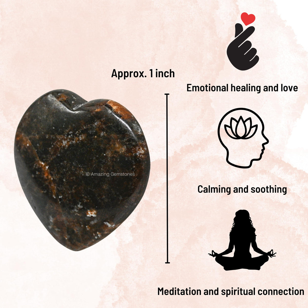 Amazing Gemstone Garnet Stone Heart - Pack of 2 Crystal Heart Stones Rocks - Corazones De Piedra Crystals and Healing Stones Heart Shaped Crystal - Stocking Stuffers Gifts