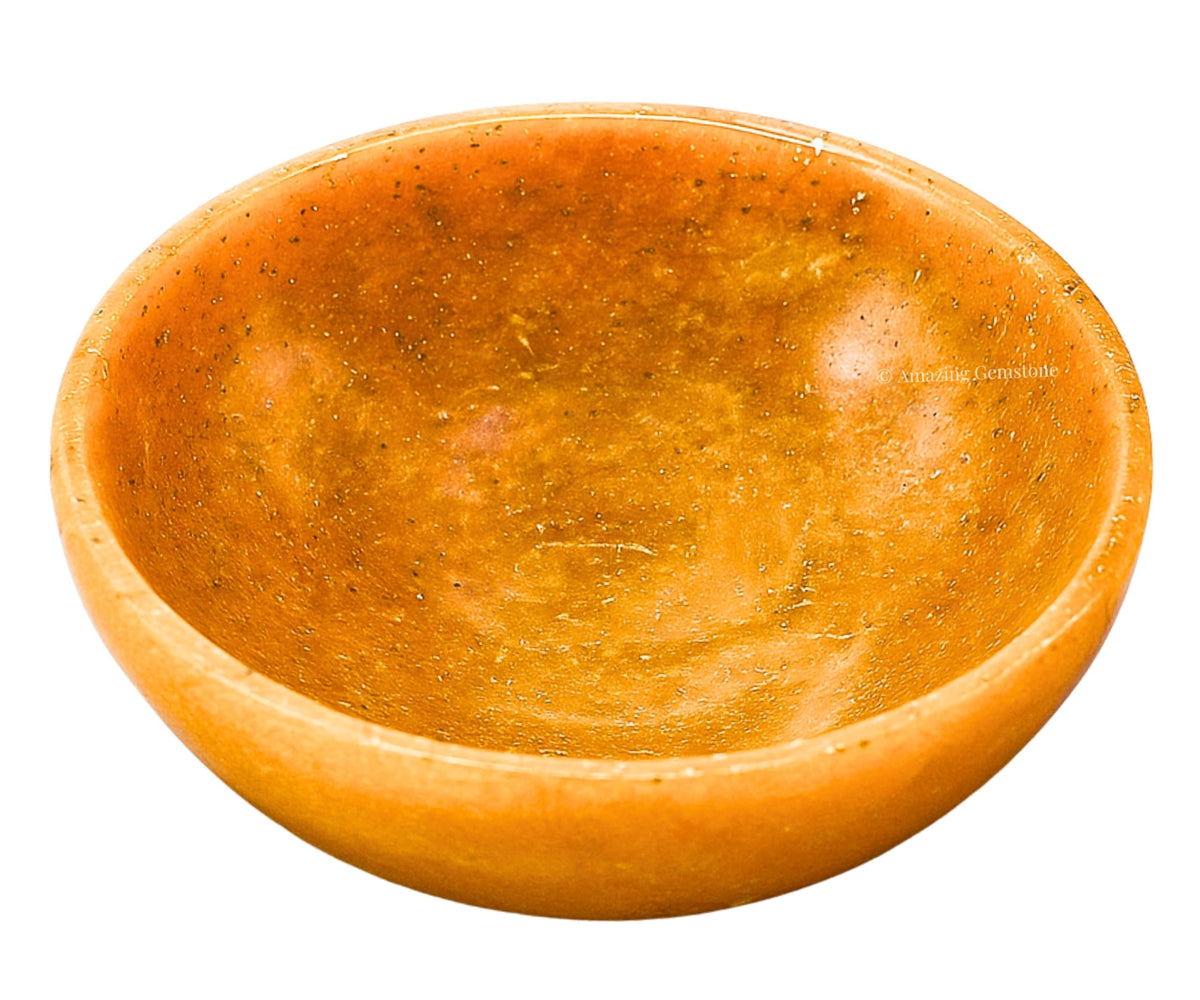 Yellow Jasper Crystal Bowl - 3 Inch Decorative Bowls for Room and Home Decor - Gemstone Healing Crystals for Elegant Display, Positive Energy Balance and Gift