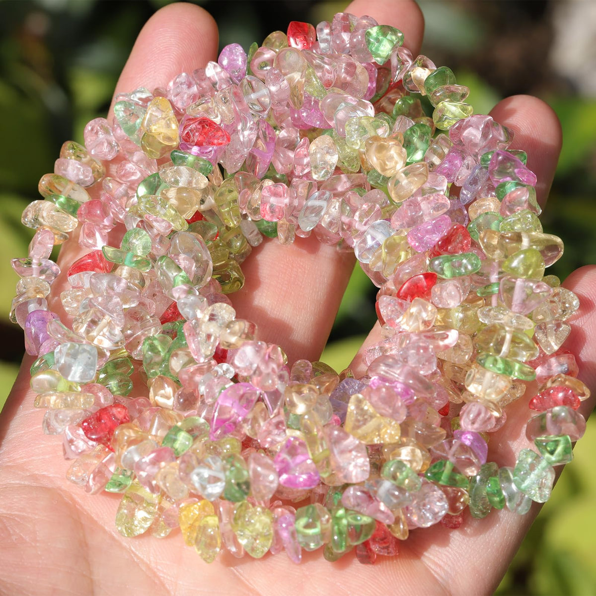 200pcs Multicolor Glass Crystal Chip Beads 5-8mm Irregular Pre-Drilled 30-inch Strand Healing Crystal Bead for DIY Jewelry Making Bracelet Necklace Chakra Crafts