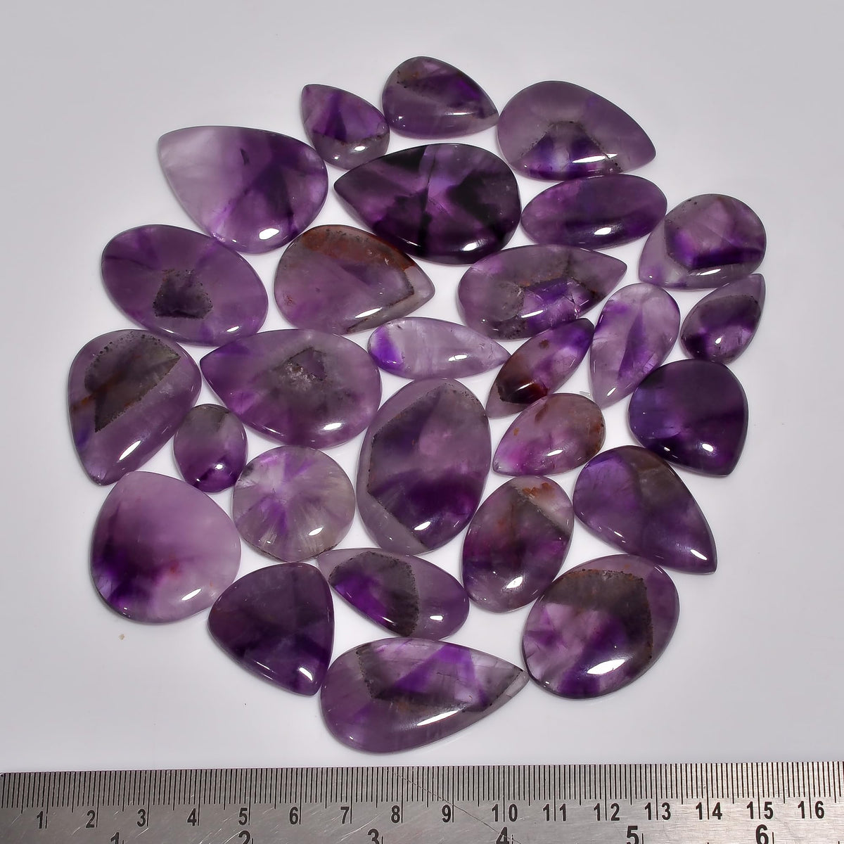 Natural 5, 4 & 3 Pcs Gemstones Cabochons Lot (15–30 MM), Multi Shape Stones for Jewelry Making Supplies Healing Crystals Gems Loose Gemstones (Star amethyst, 5pcs)