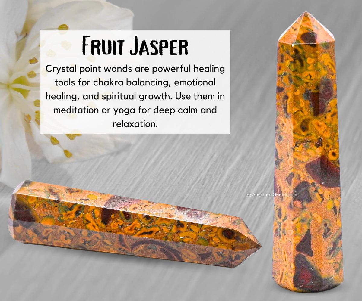 Amazing Gemstone Fruit Jasper Crystal Towers - Natural Healing Crystal Point Obelisk for Reiki Healing and Crystal Grid (3" to 4" INCH)