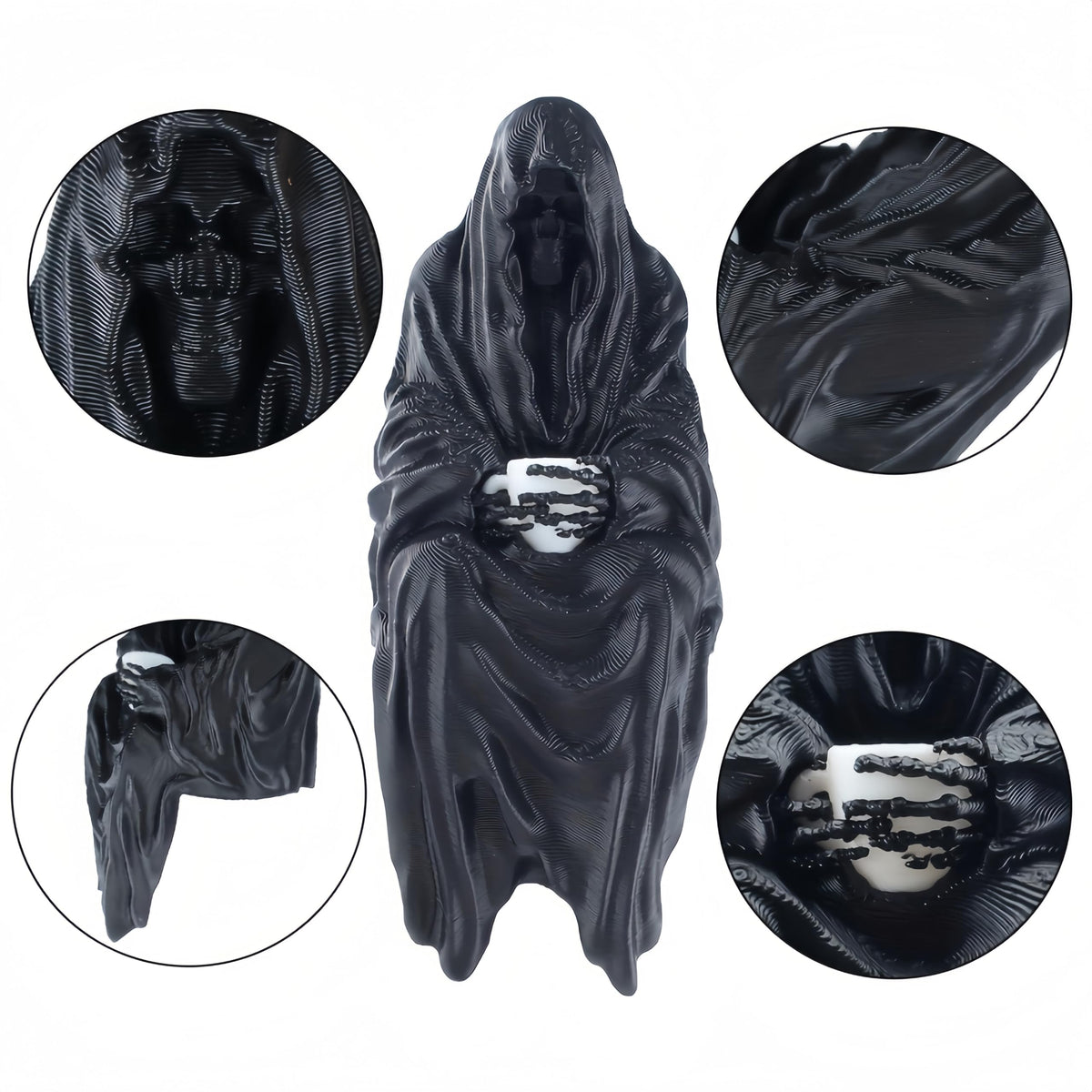 YOUSCPN 3 Pack Hallowen Gothic Decor Sitting Statue | Desktop 3D Printed Figure | 1Pack 4" Black & 2 Pack 2'' Purple Devil Hand Statues for Home Decoration