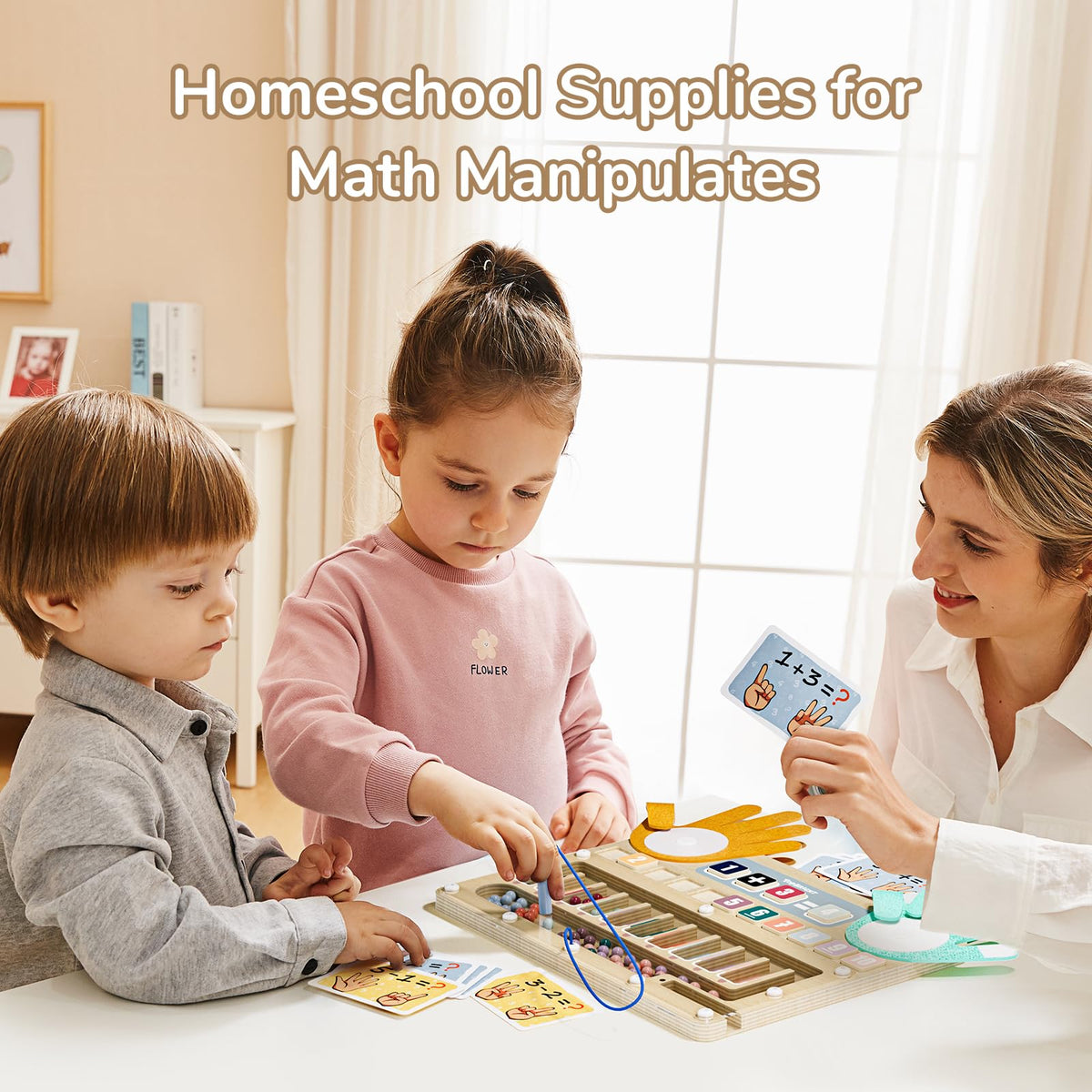 TOP BRIGHT Montessori Learning Toys for 3 4 5 + Year Old, Magnetic Beads Sorting Matching Toys for Boys Girls Birthday Gifts, Finger Math Addition & Subtraction