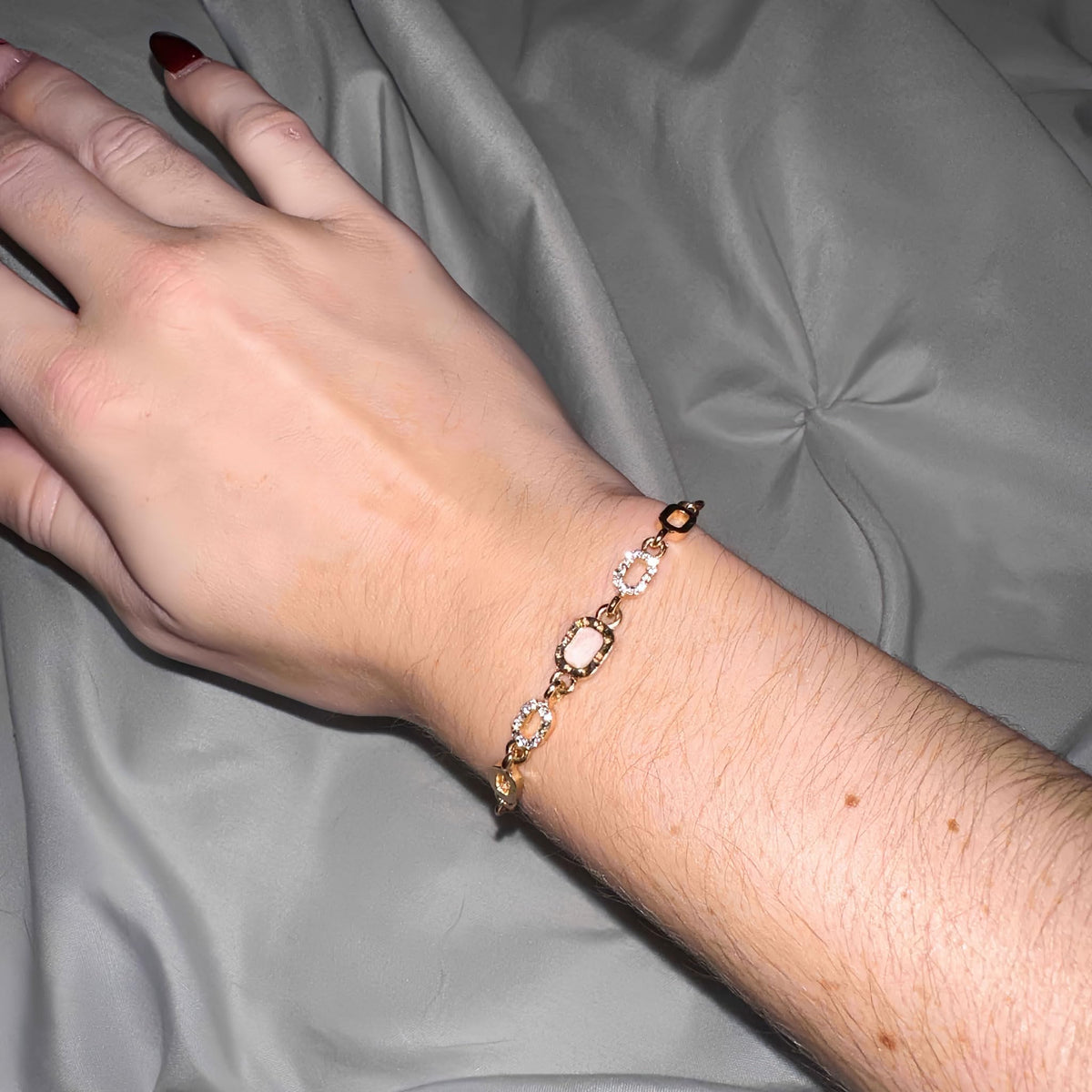 Women's Link Bracelets Dainty Adjustable Bracelets for Women Rhinestone Wedding Jewelry Yellow Gold