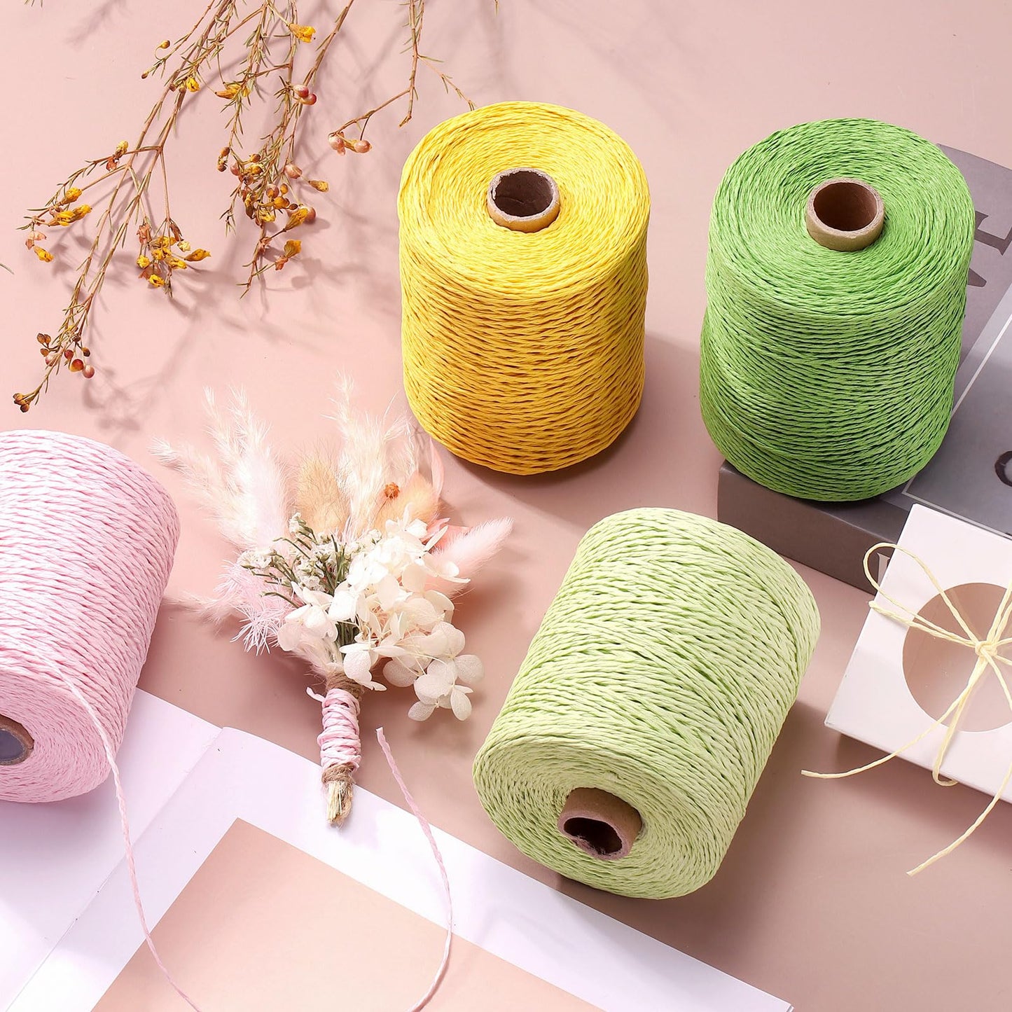 uxcell 328 Yards Raffia Ribbon, 2mm Raffia Twine Wrapping Ribbon Paper String Craft Wire for Gift Wrapping DIY Projects Flower Bouquet Making Decoration, Purple